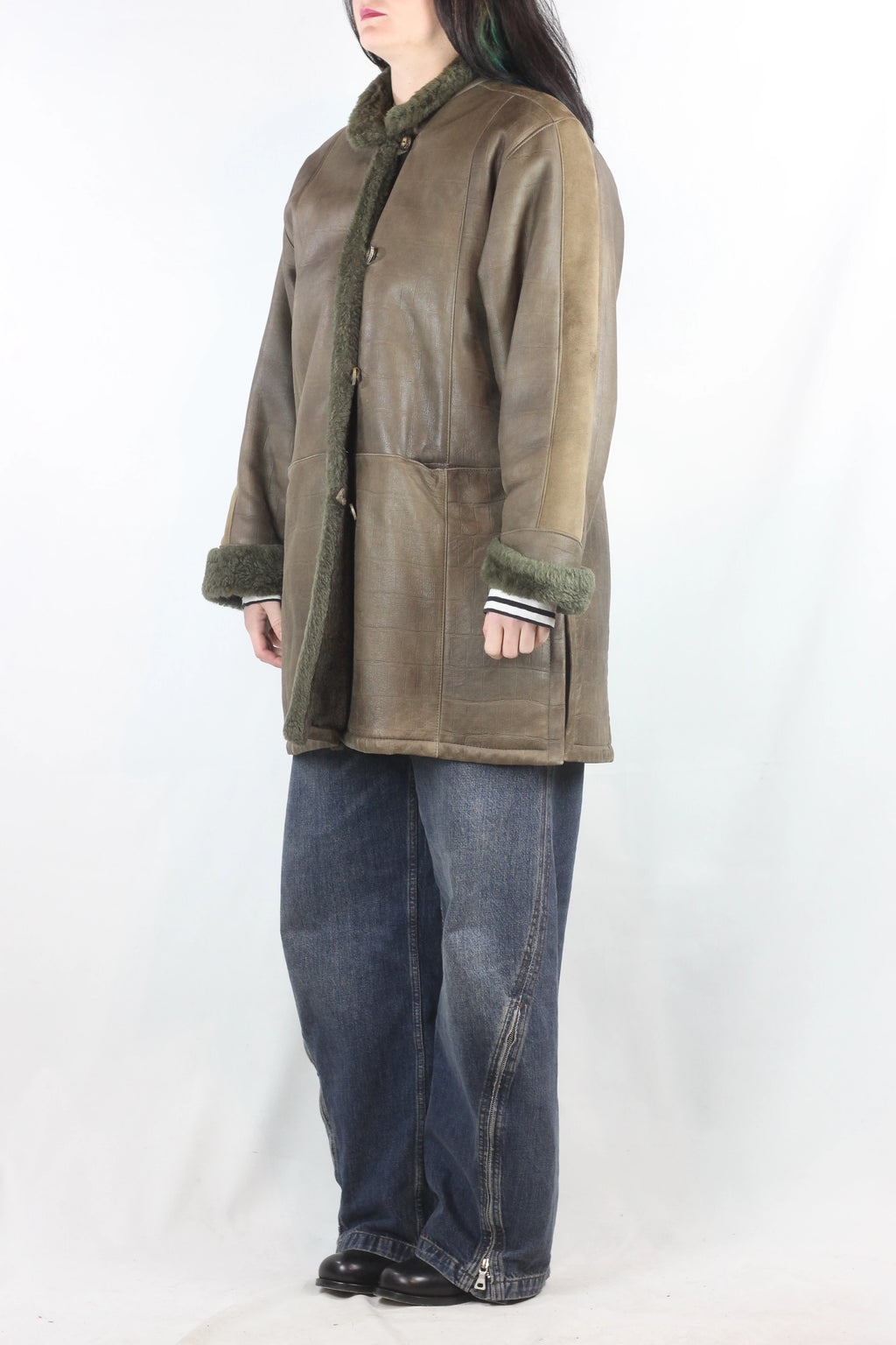 Military Green Shearling Coat
