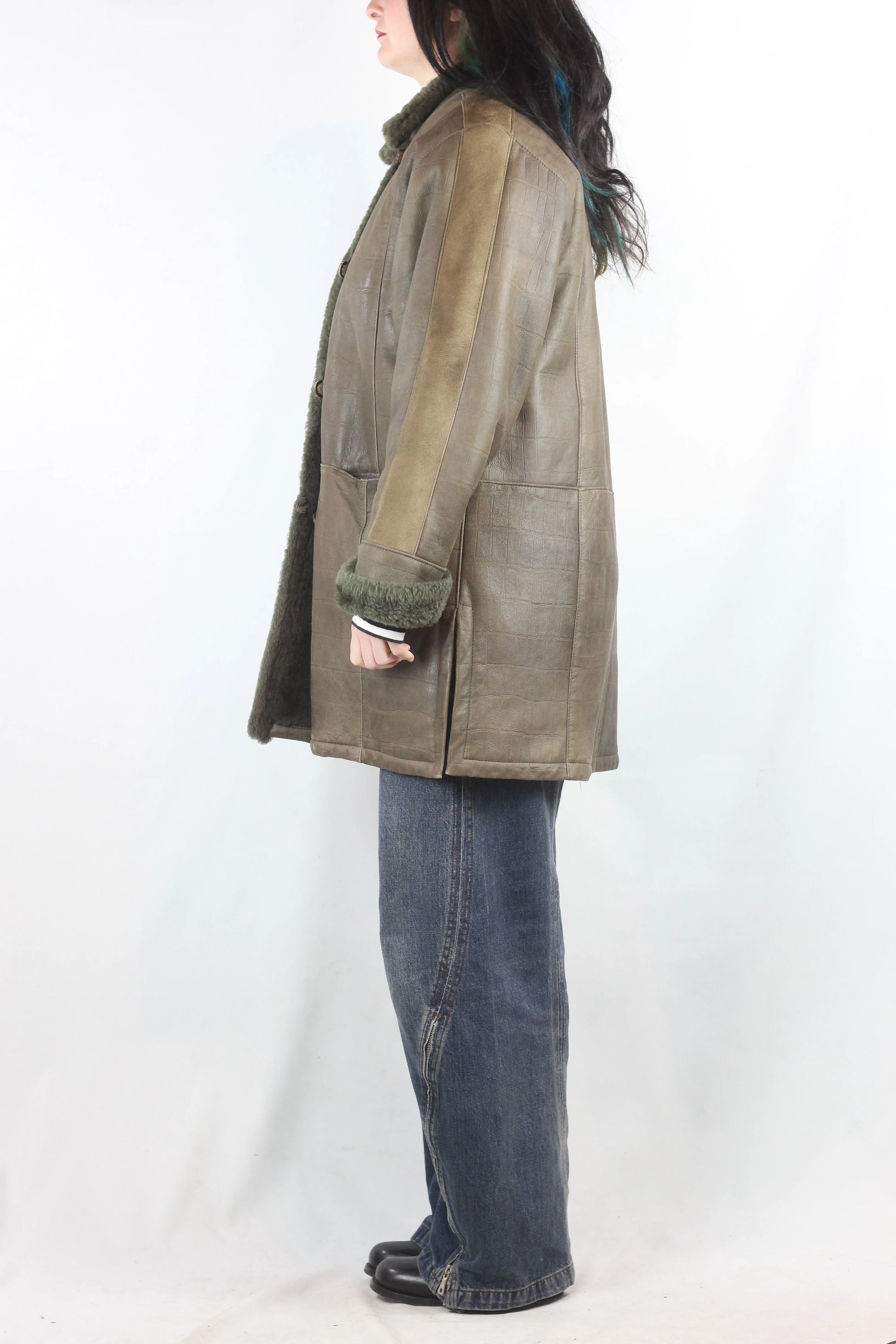 Military Green Shearling Coat
