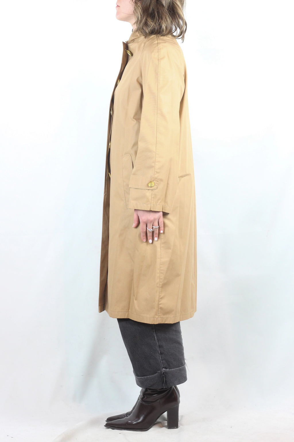 Honey Trench Coat with Ruched Collar