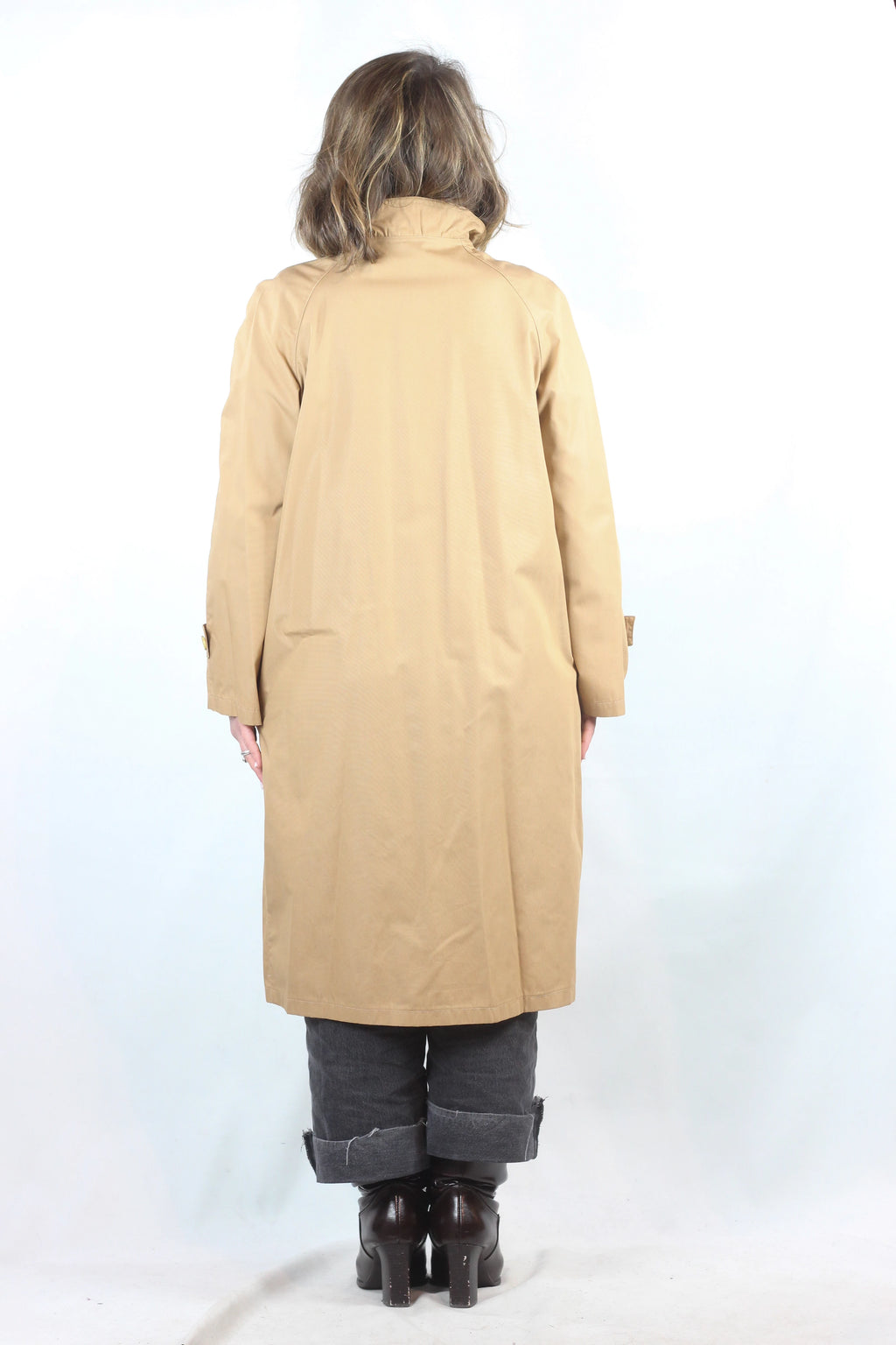 Honey Trench Coat with Ruched Collar