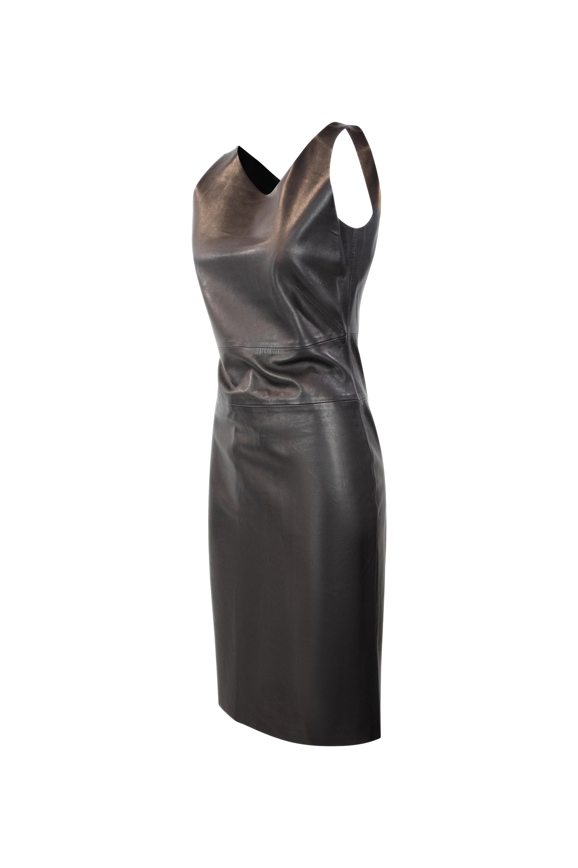 Black Leather Fitted Dress