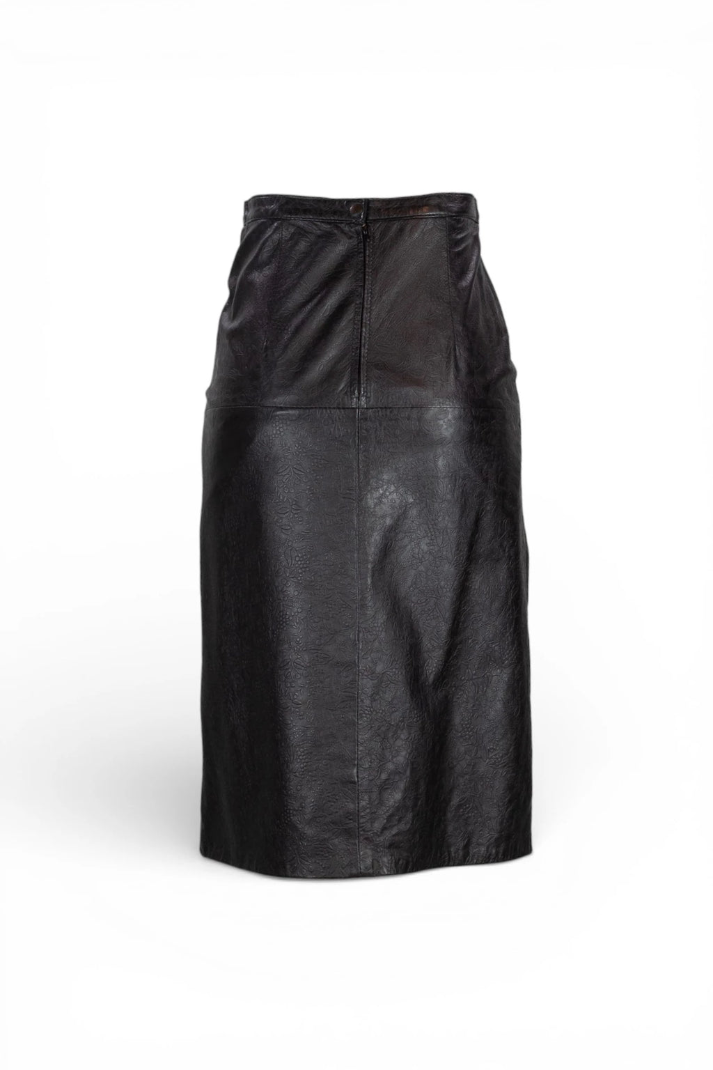 Leather Skirt with Floral Embossing