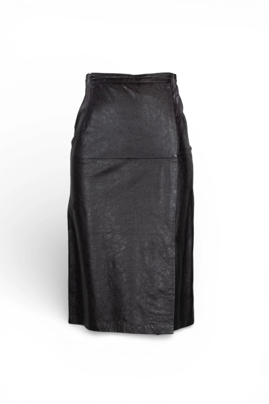 Leather Skirt with Floral Embossing