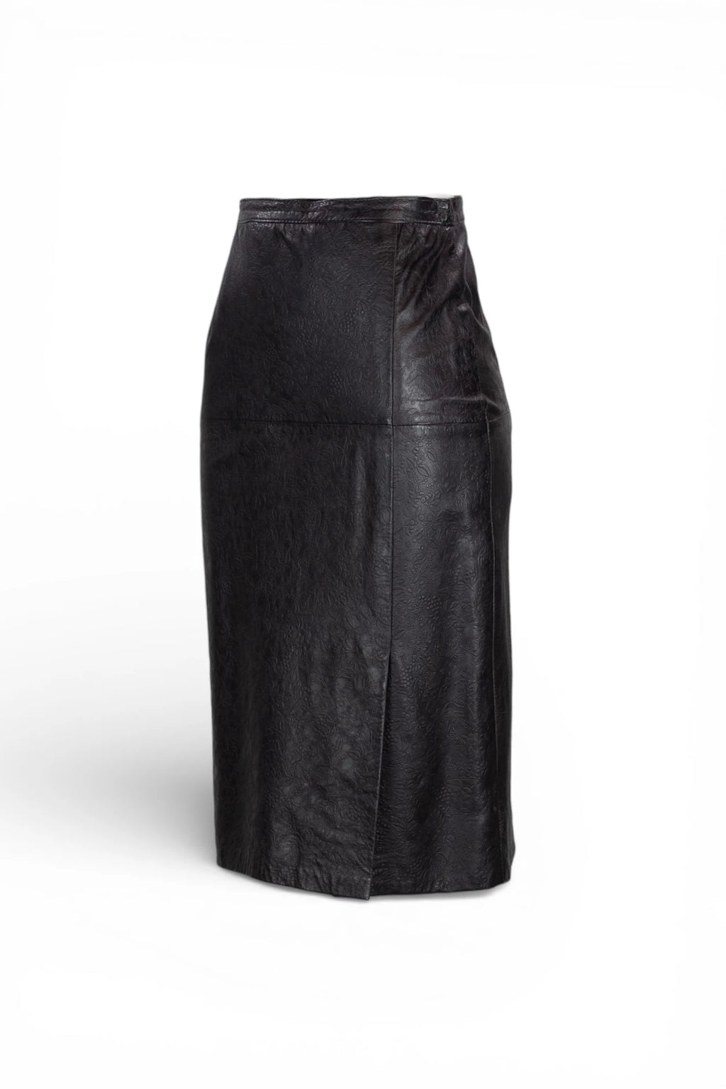 Leather Skirt with Floral Embossing