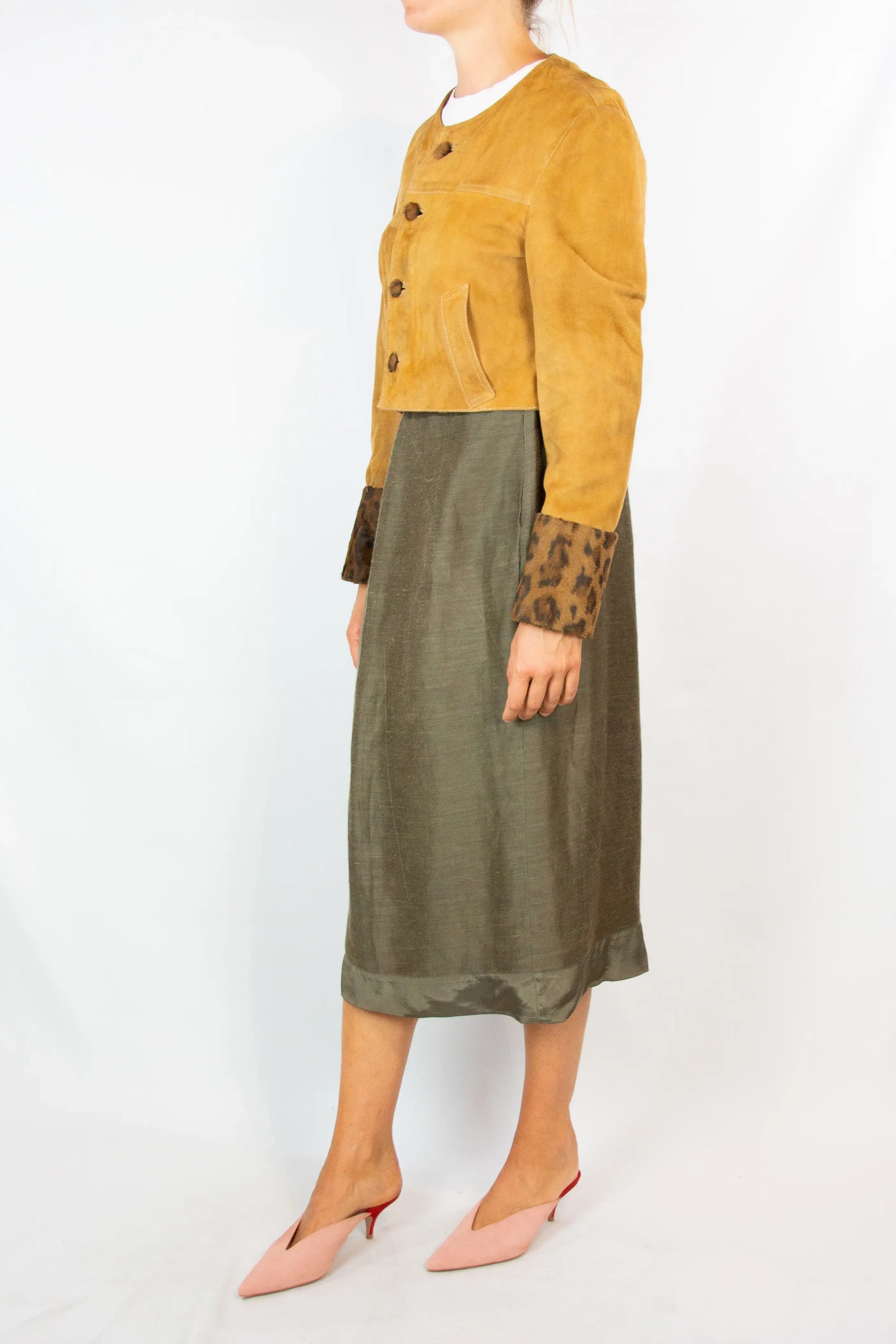 Vintage Mustard Suede Cropped Jacket
