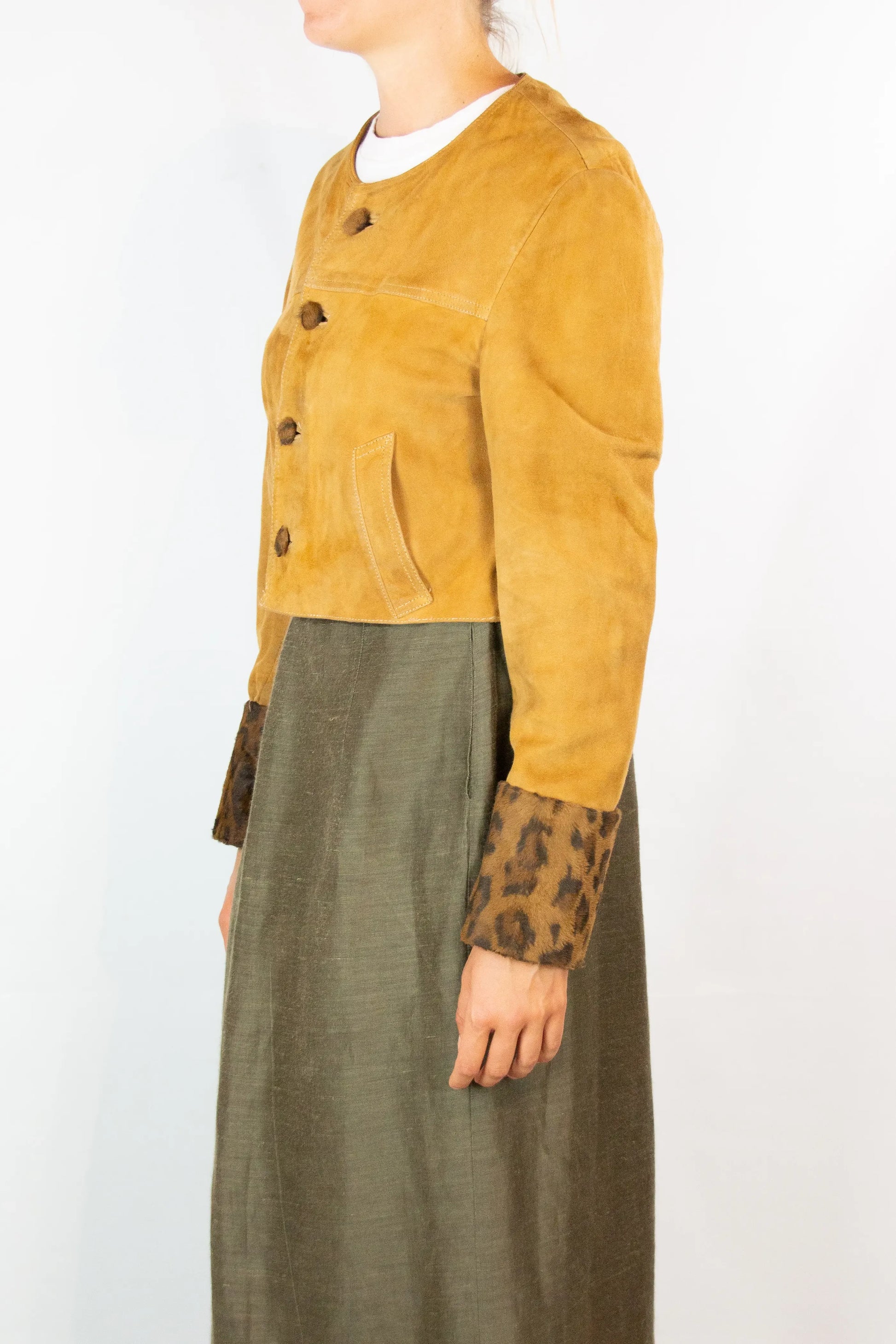 Vintage Mustard Suede Cropped Jacket