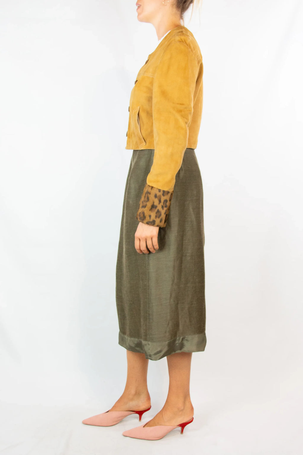 Vintage Mustard Suede Cropped Jacket