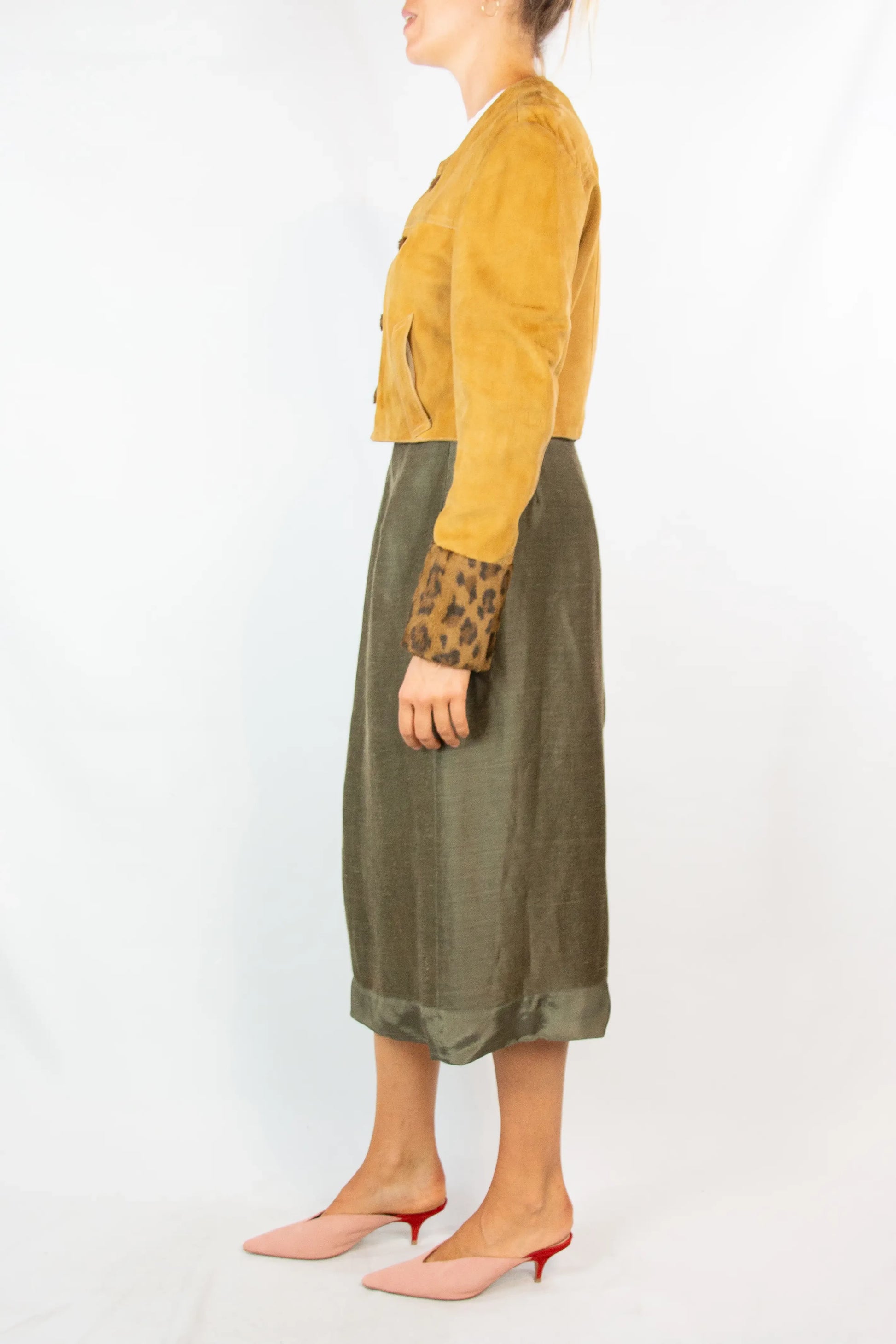 Vintage Mustard Suede Cropped Jacket