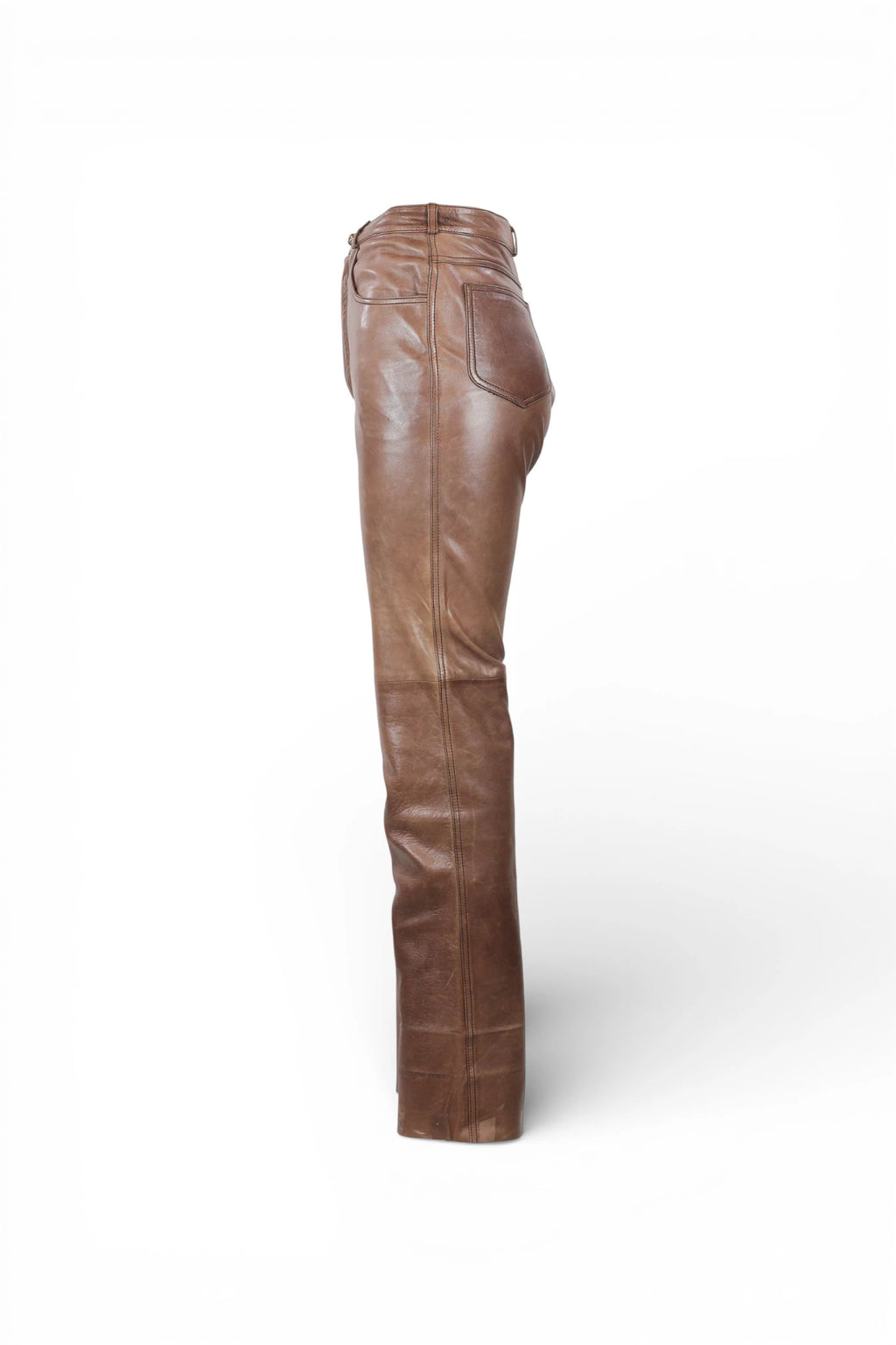 Brown Leather Trousers High-Waisted Mom Fit