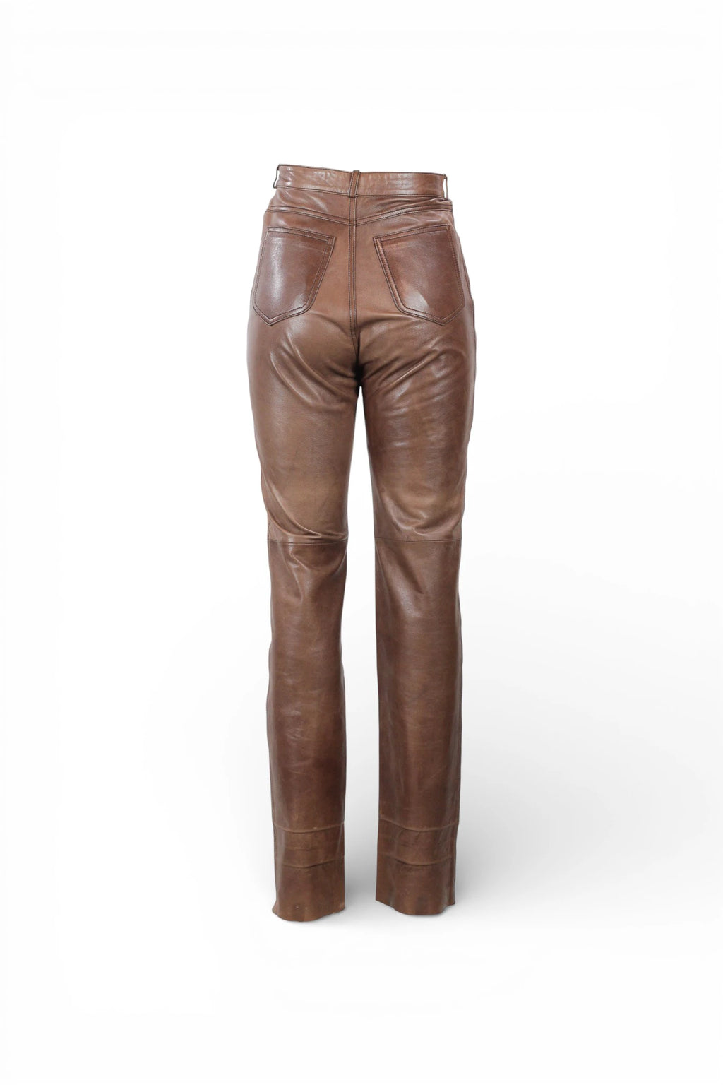 Brown Leather Trousers High-Waisted Mom Fit