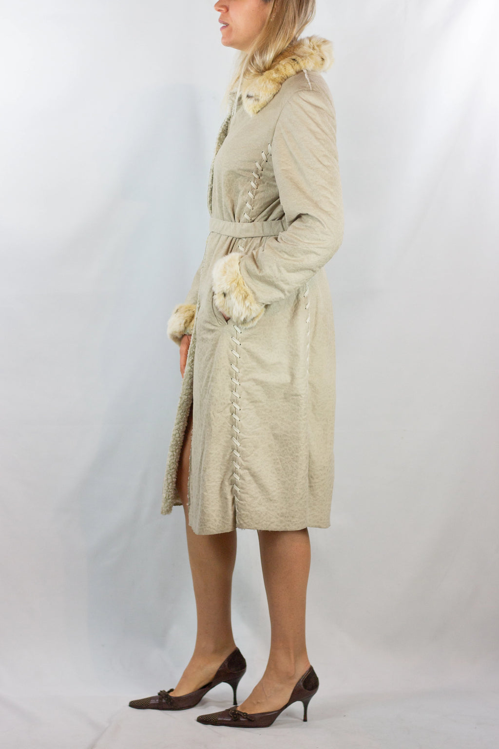 Light Shearling Long Jacket