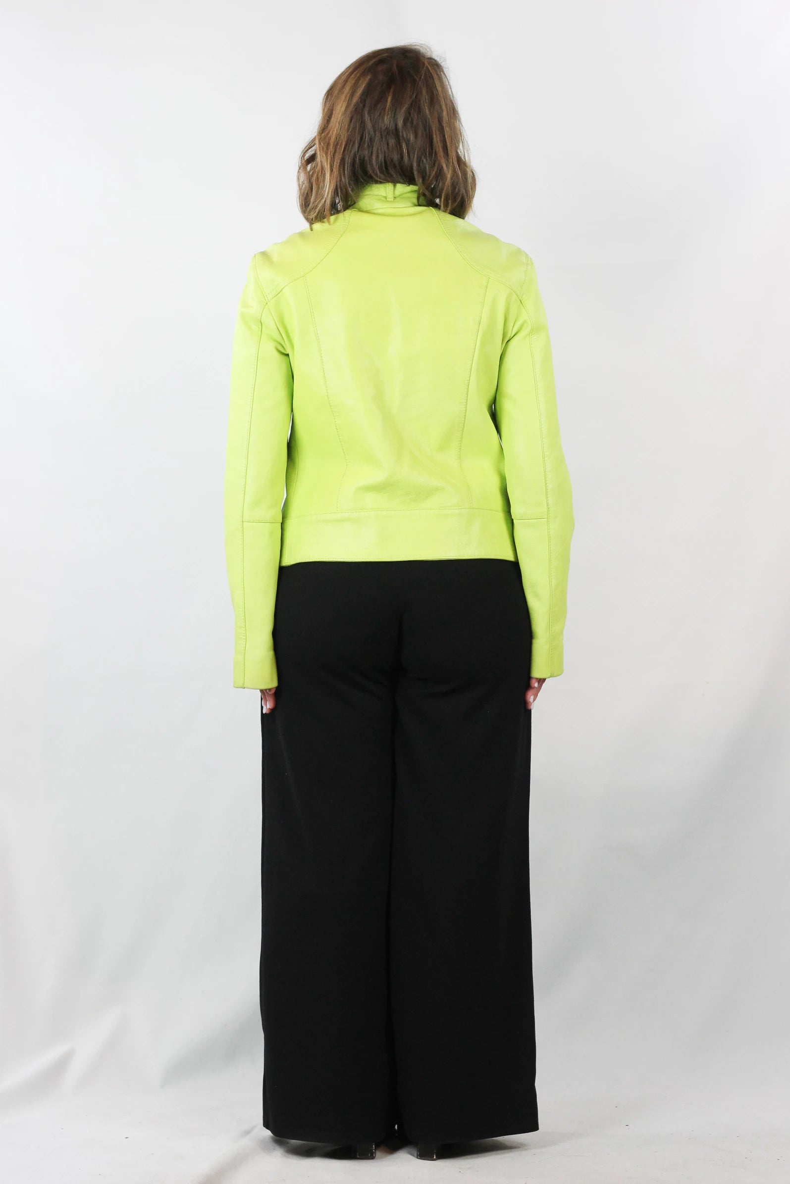 Lime Green Leather Biker Jacket