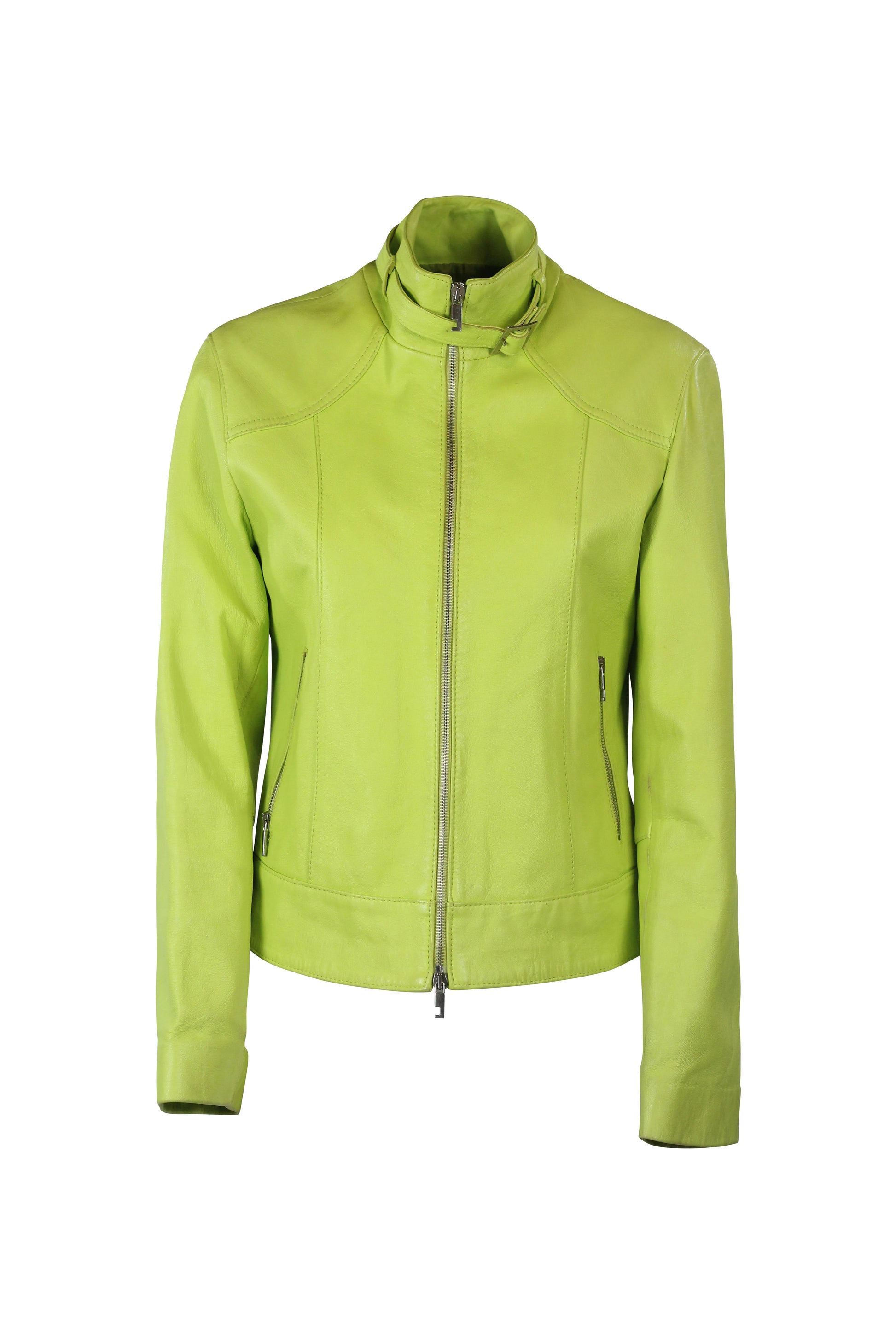 Lime Green Leather Biker Jacket