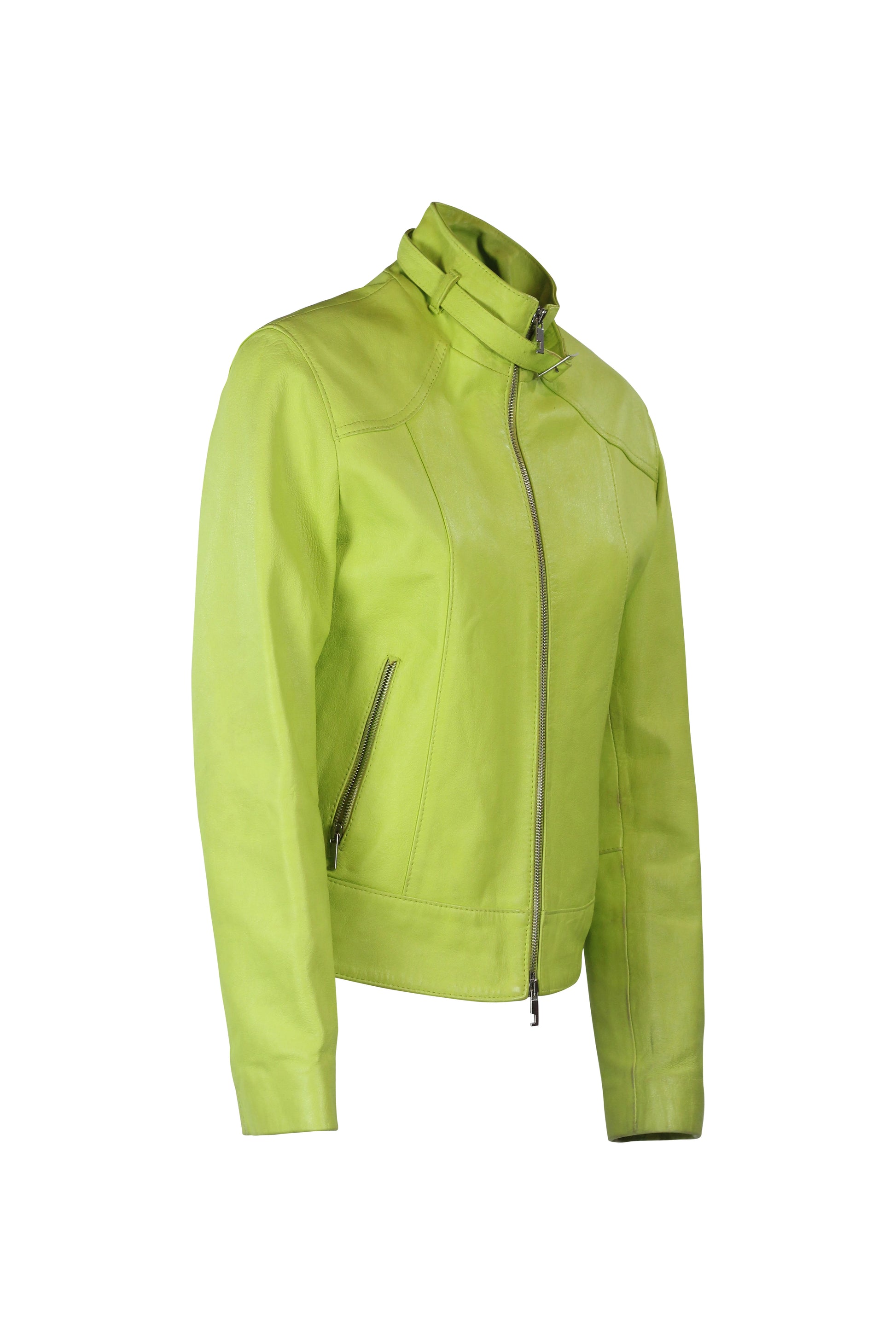Lime Green Leather Biker Jacket