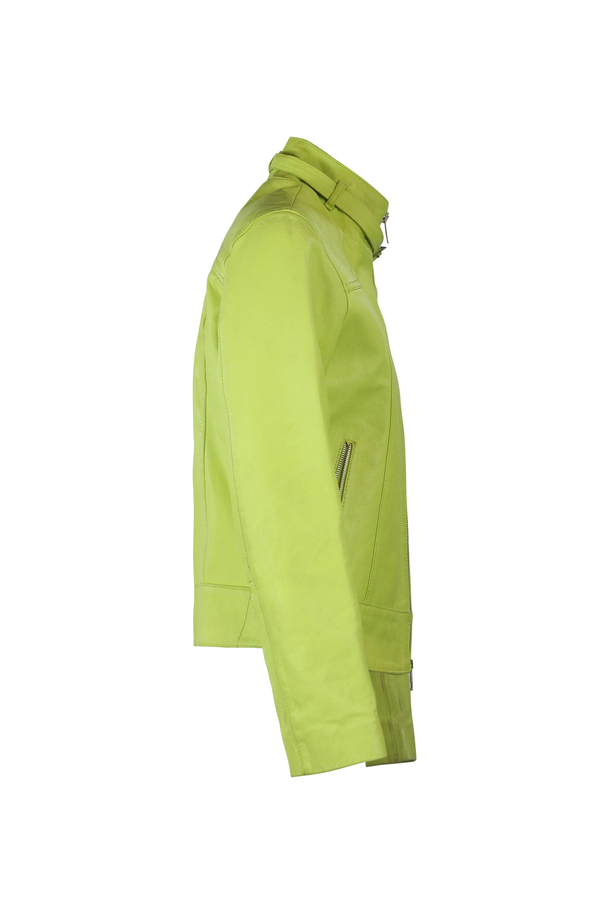 Lime Green Leather Biker Jacket