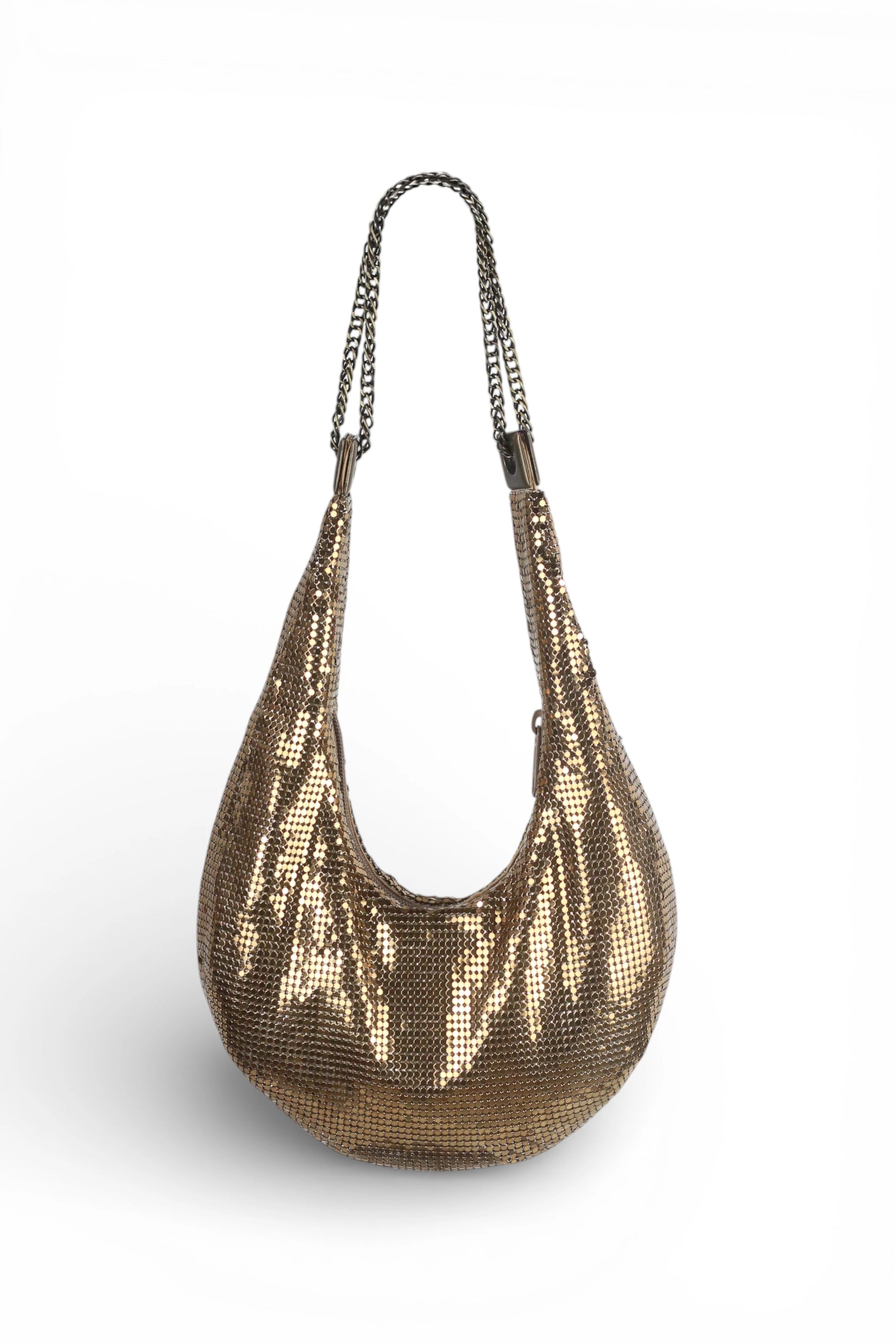 Gold Metallic Mesh Hobo Evening Bag