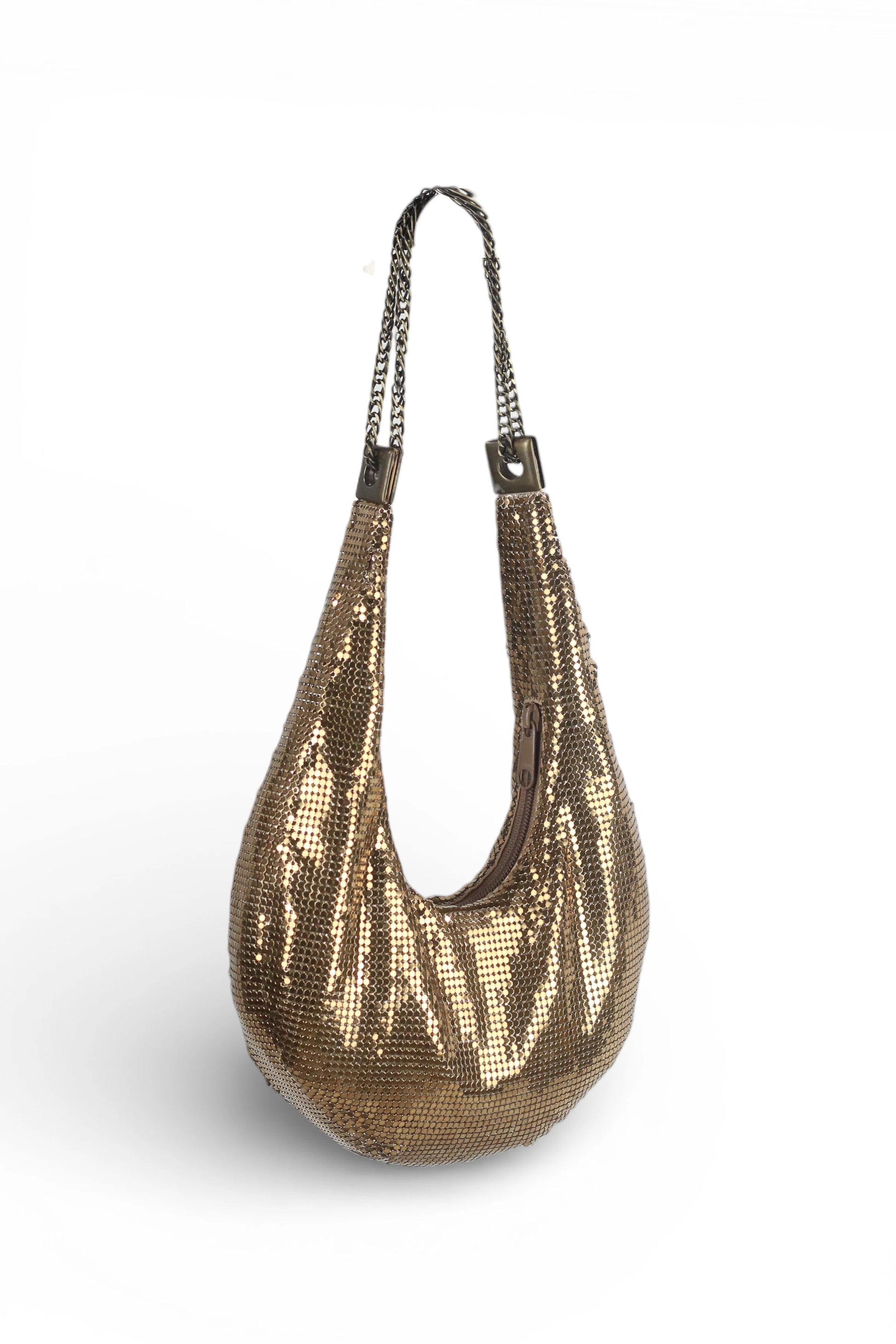 Gold Metallic Mesh Hobo Evening Bag