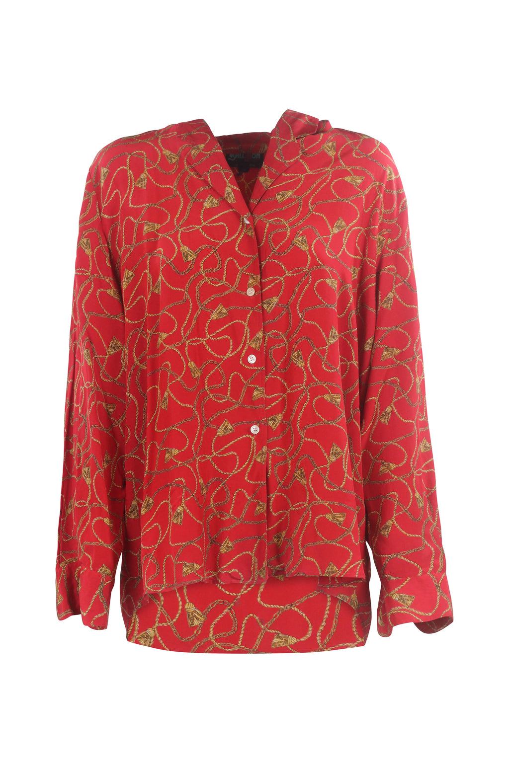 Red Silk Chain Print Shirt