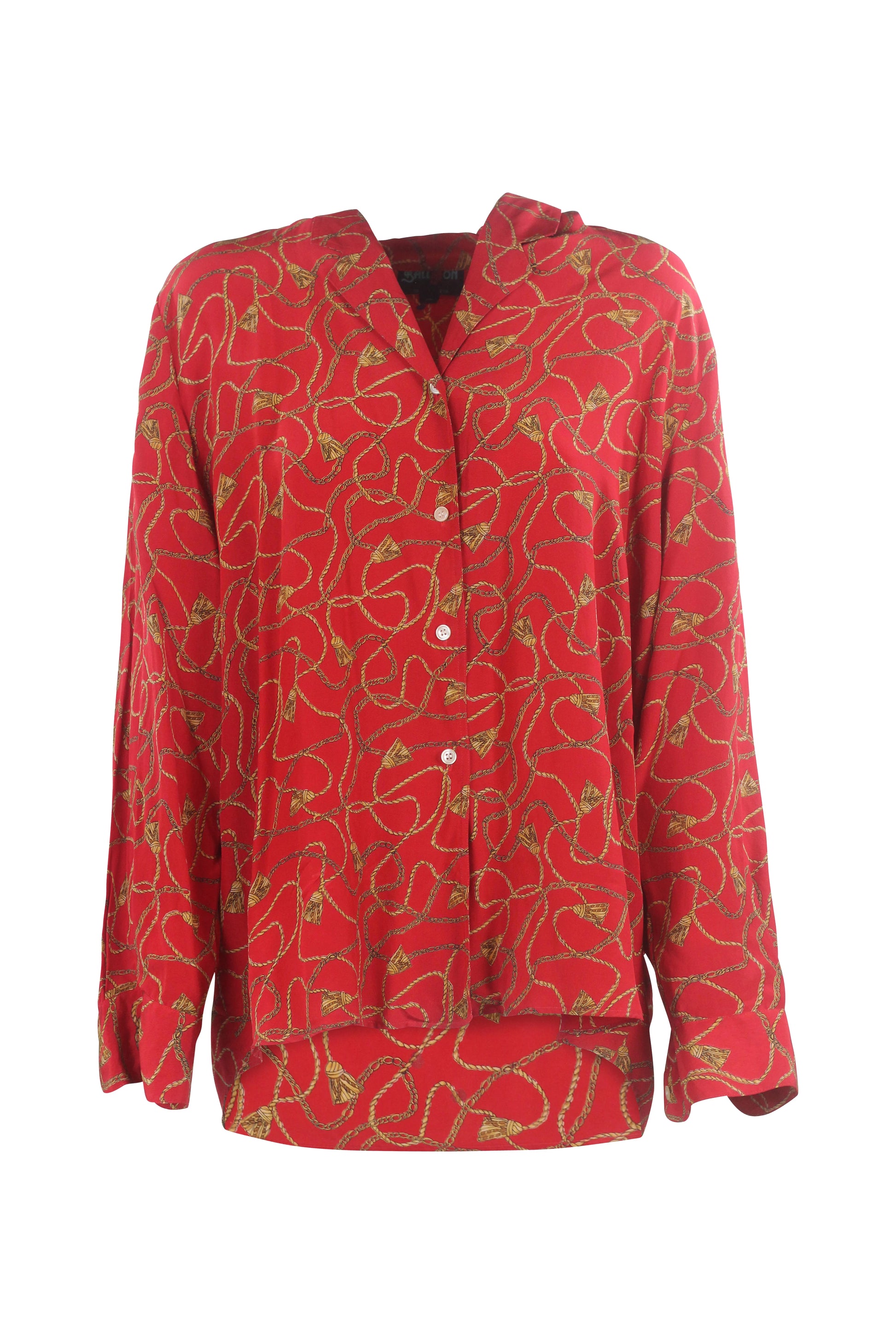 Red Silk Chain Print Shirt