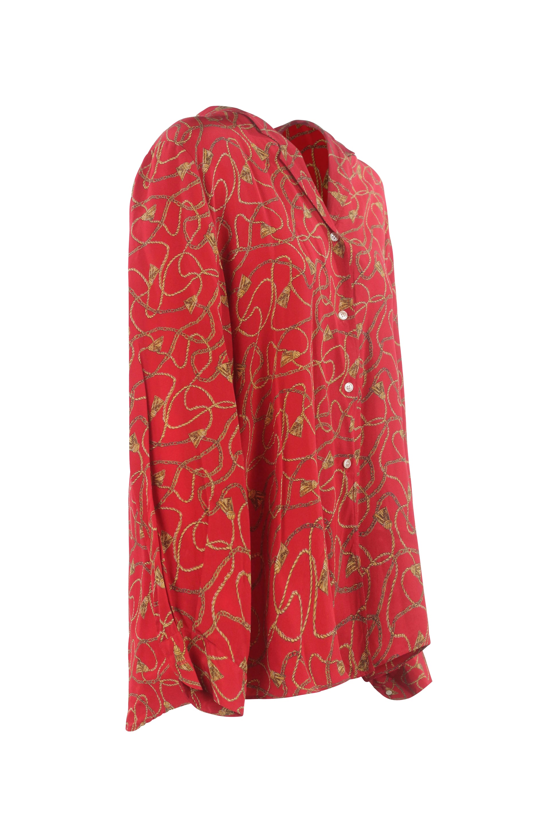 Red Silk Chain Print Shirt