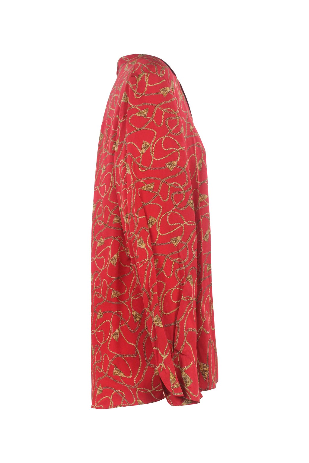 Red Silk Chain Print Shirt