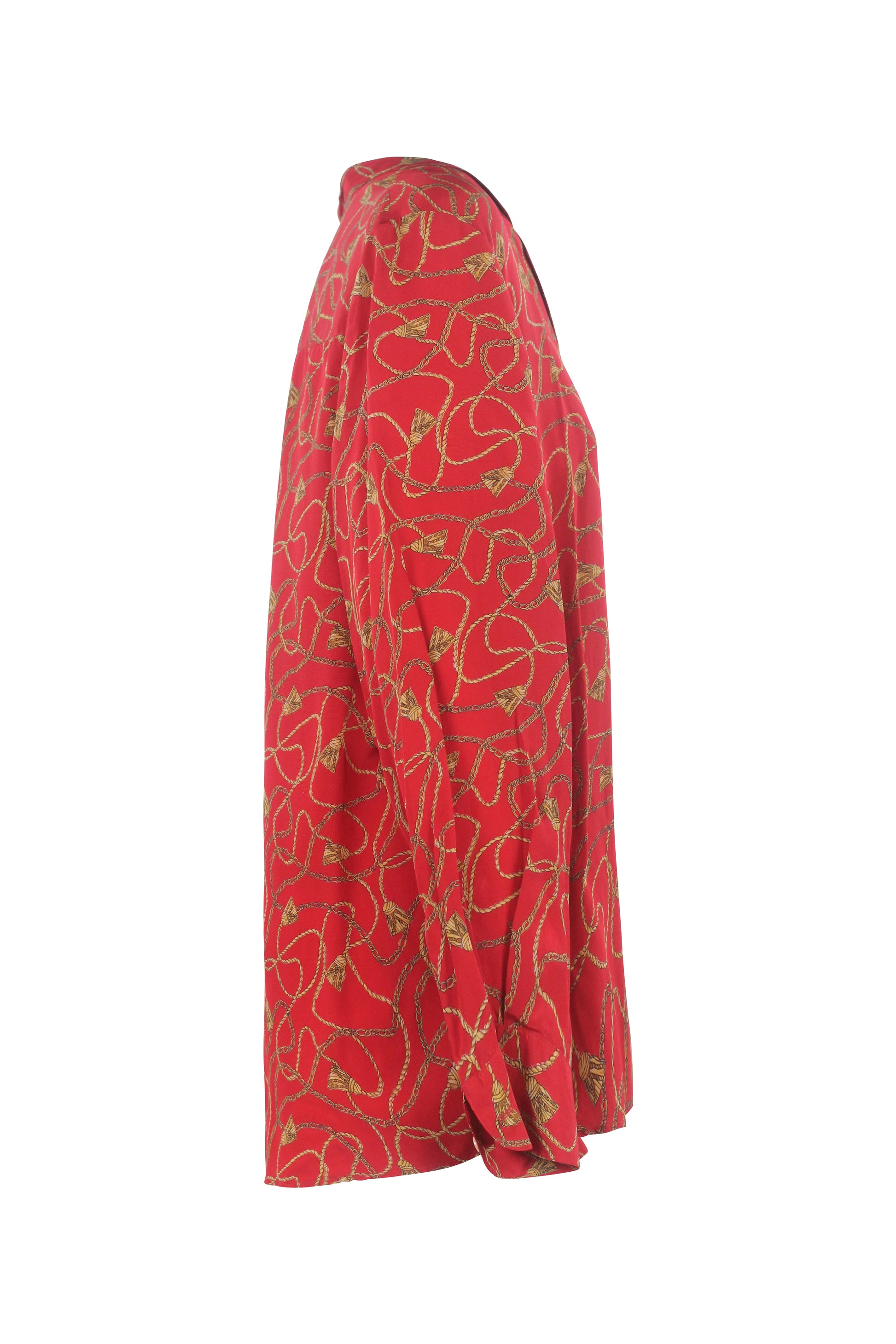 Red Silk Chain Print Shirt