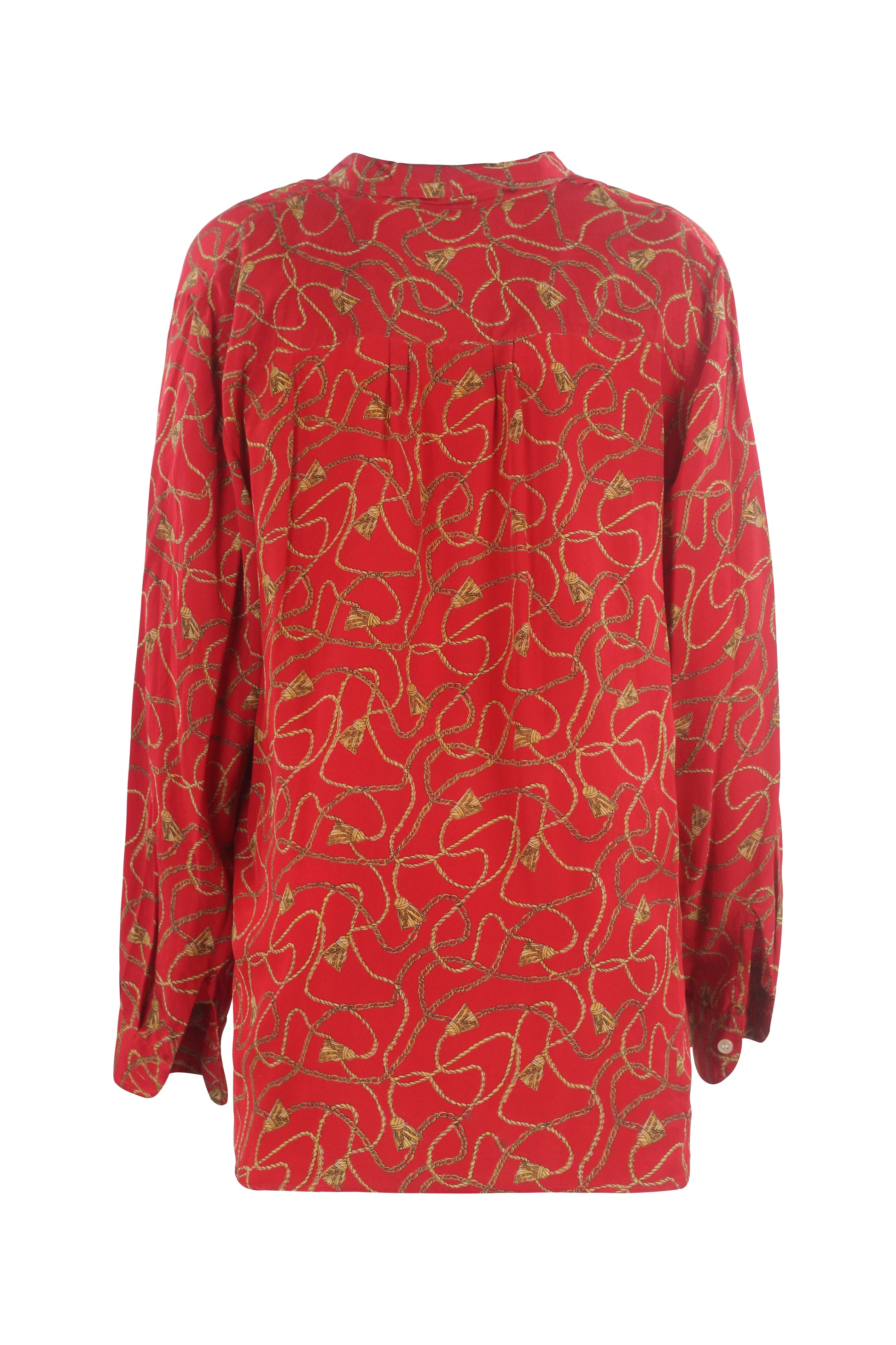 Red Silk Chain Print Shirt