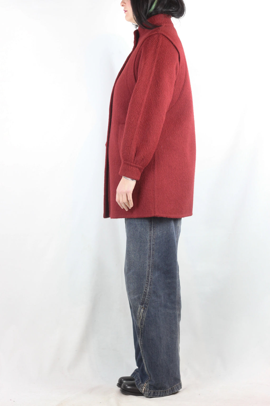 Red Wool and Angora Blend Coat
