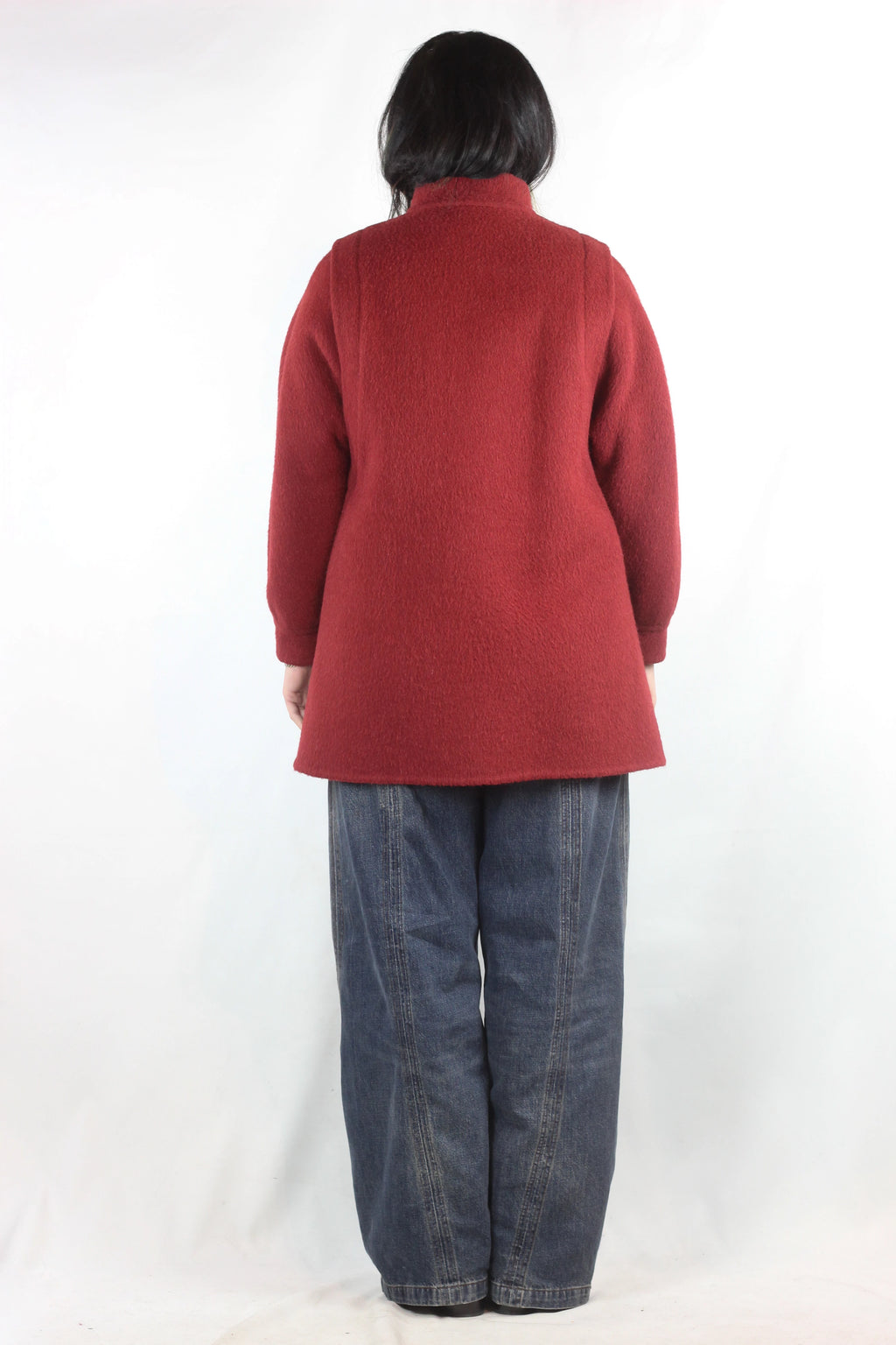 Red Wool and Angora Blend Coat