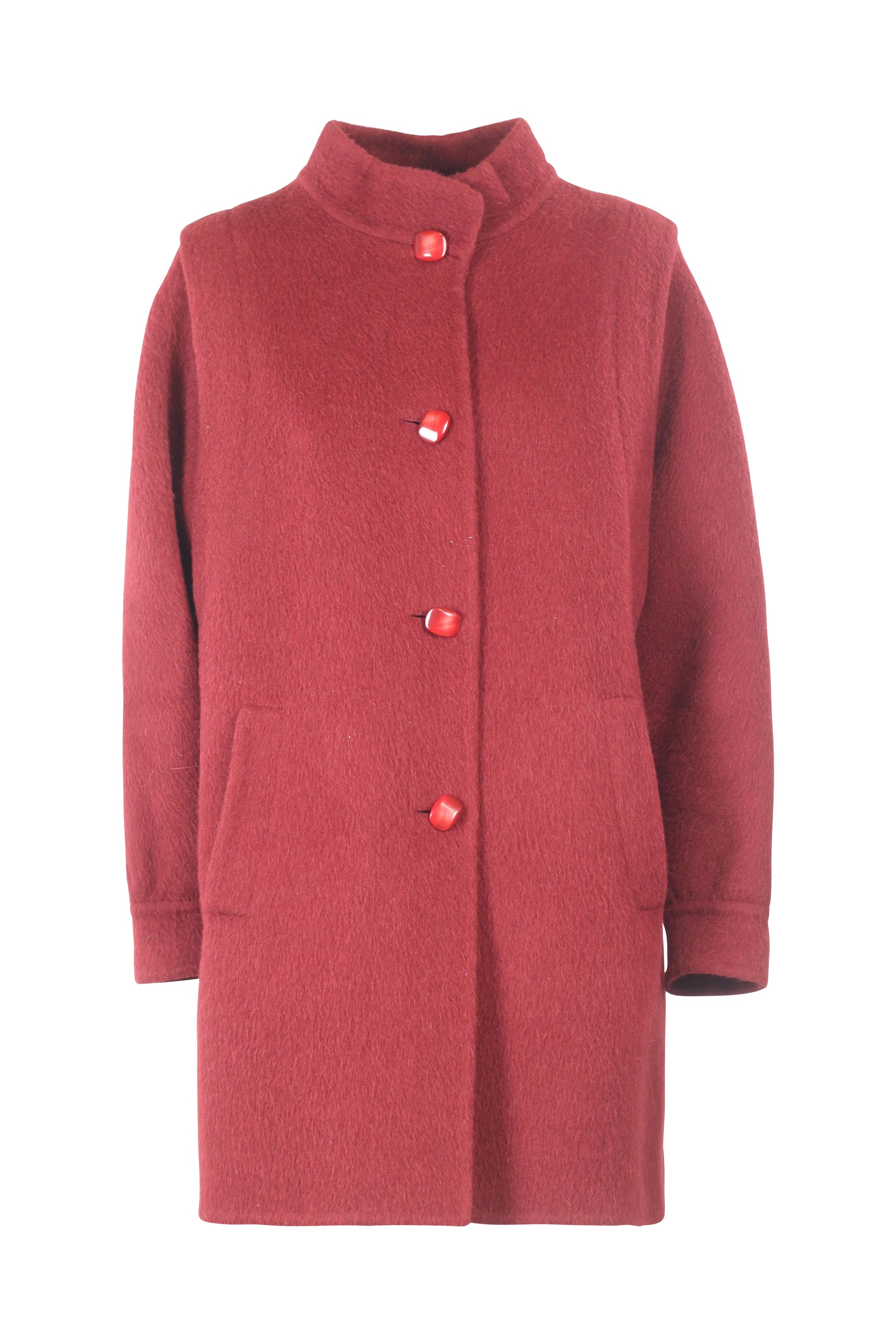 Red Wool and Angora Blend Coat