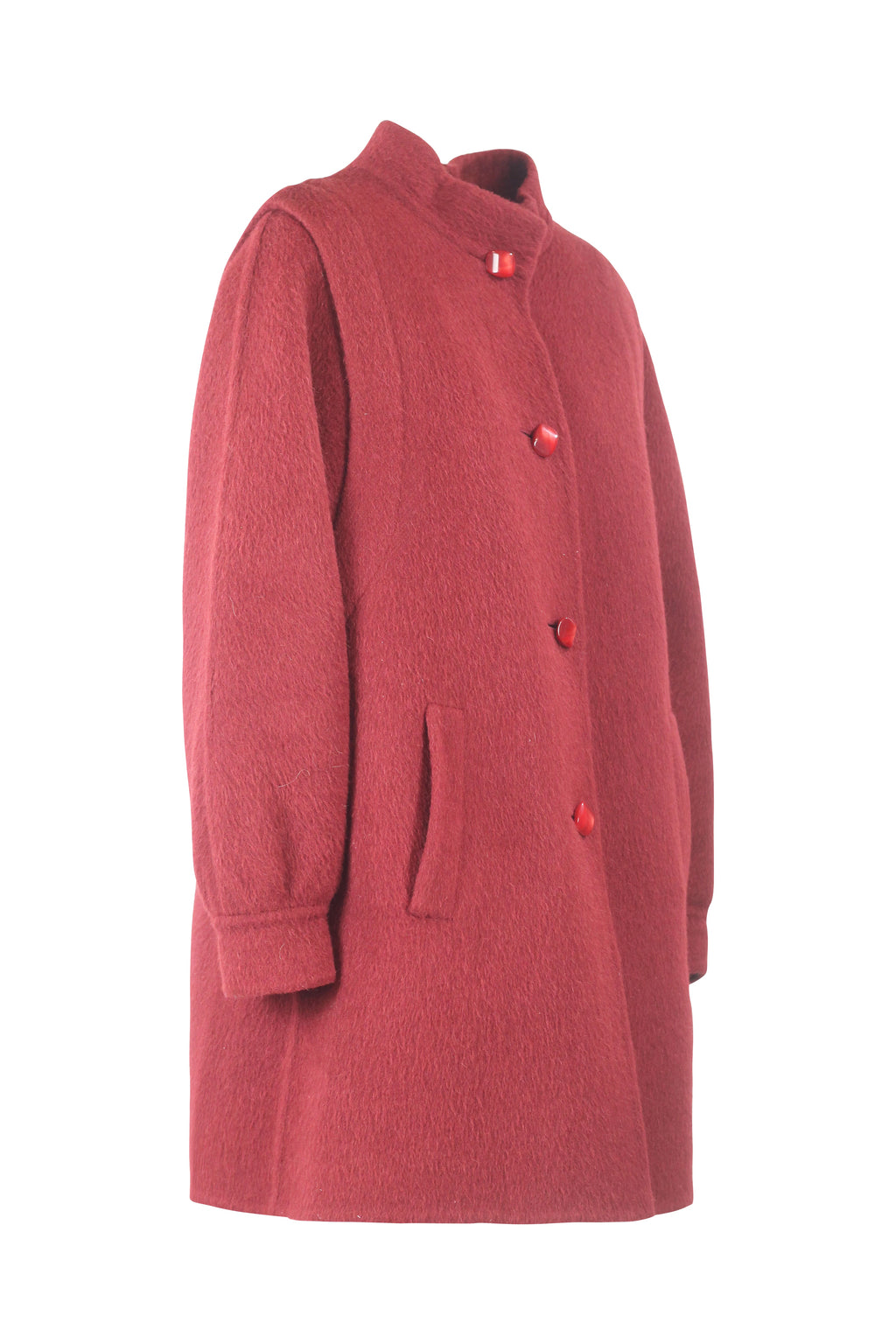 Red Wool and Angora Blend Coat