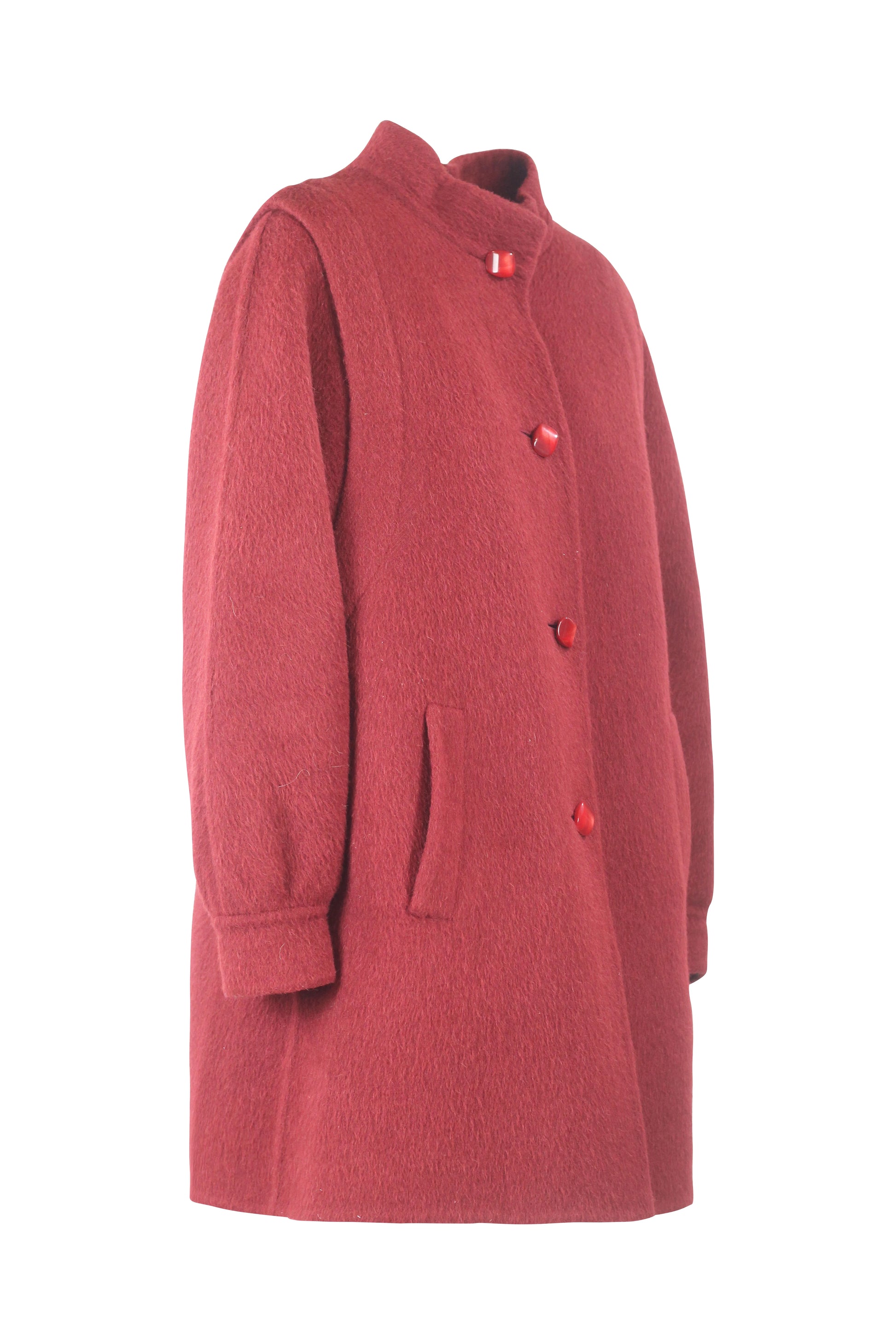 Red Wool and Angora Blend Coat