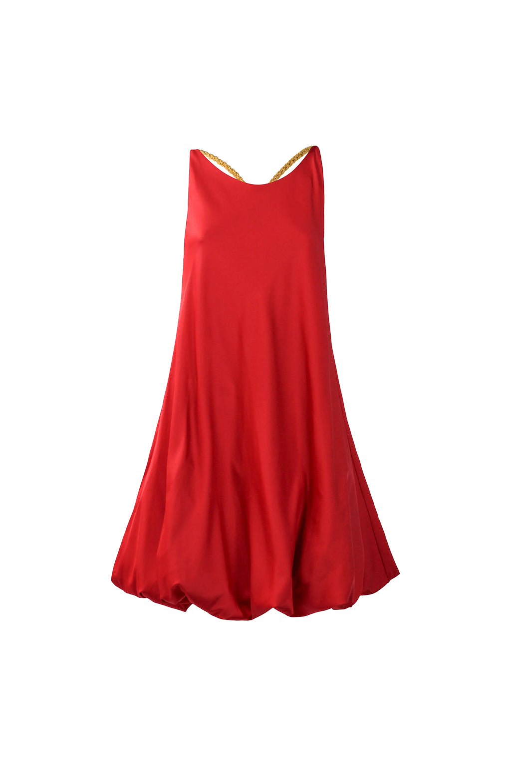 Red Satin Bubble Hem Dress