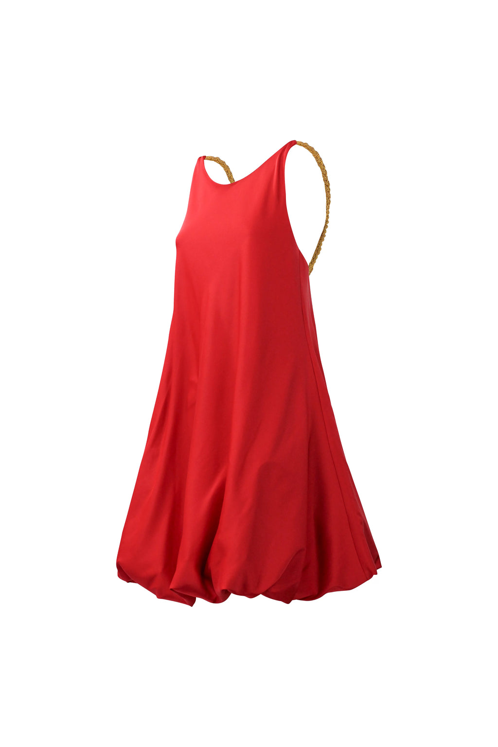 Red Satin Bubble Hem Dress