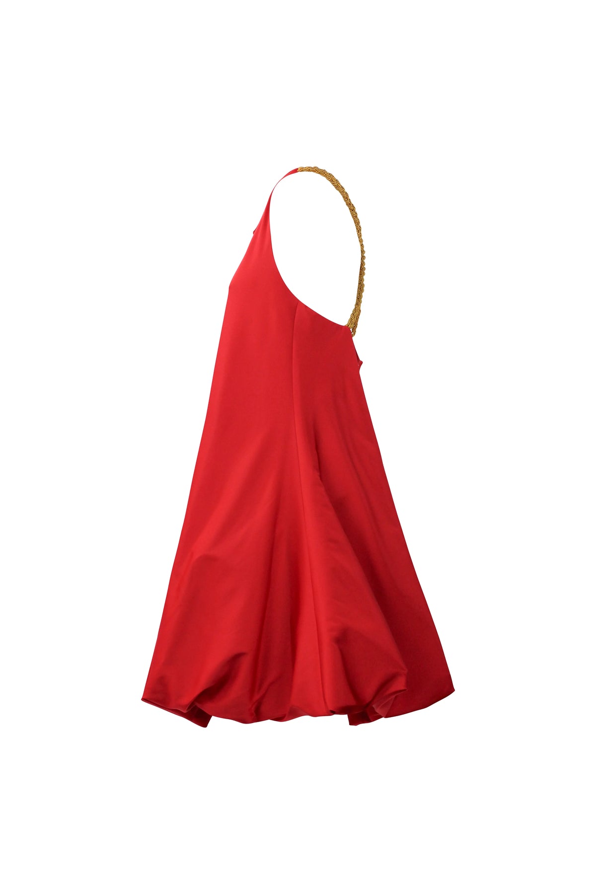Red Satin Bubble Hem Dress