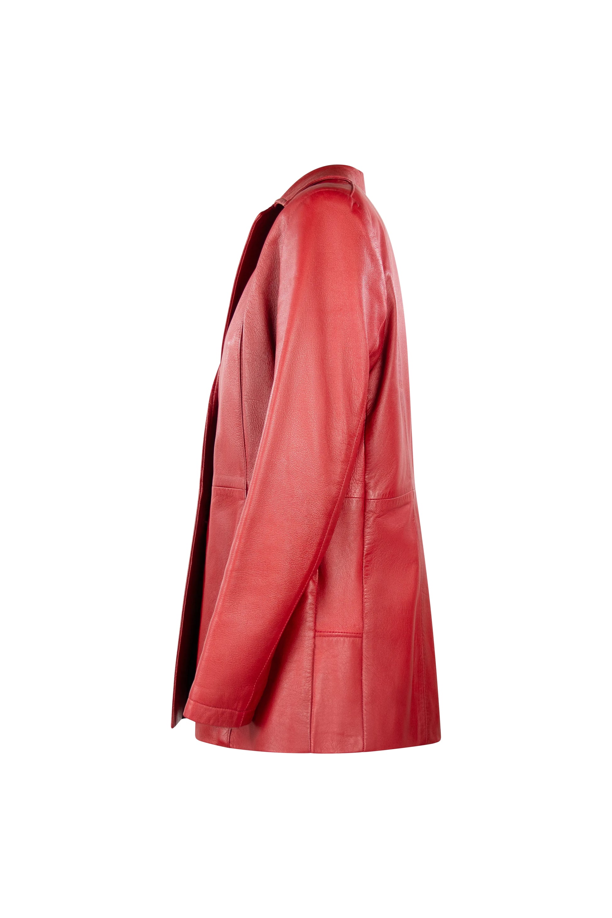 Vintage Red Lambskin Leather Blazer
