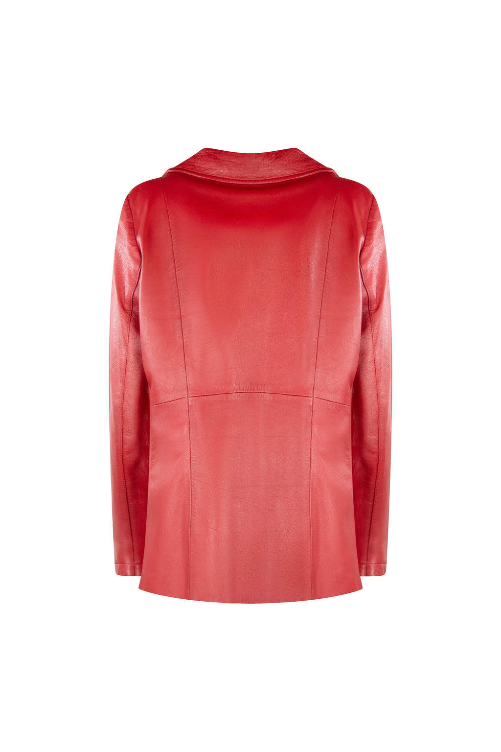 Vintage Red Lambskin Leather Blazer