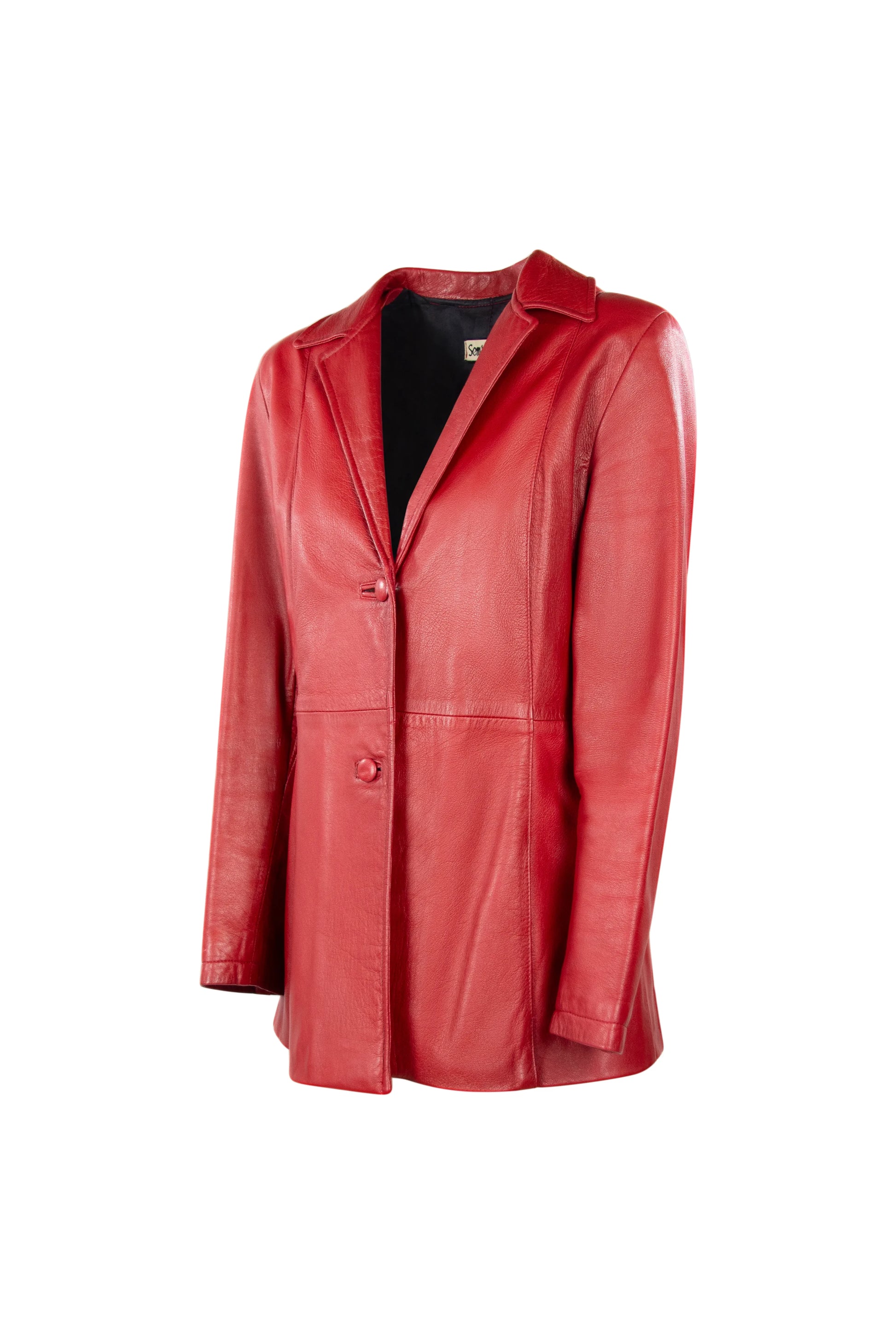Vintage Red Lambskin Leather Blazer