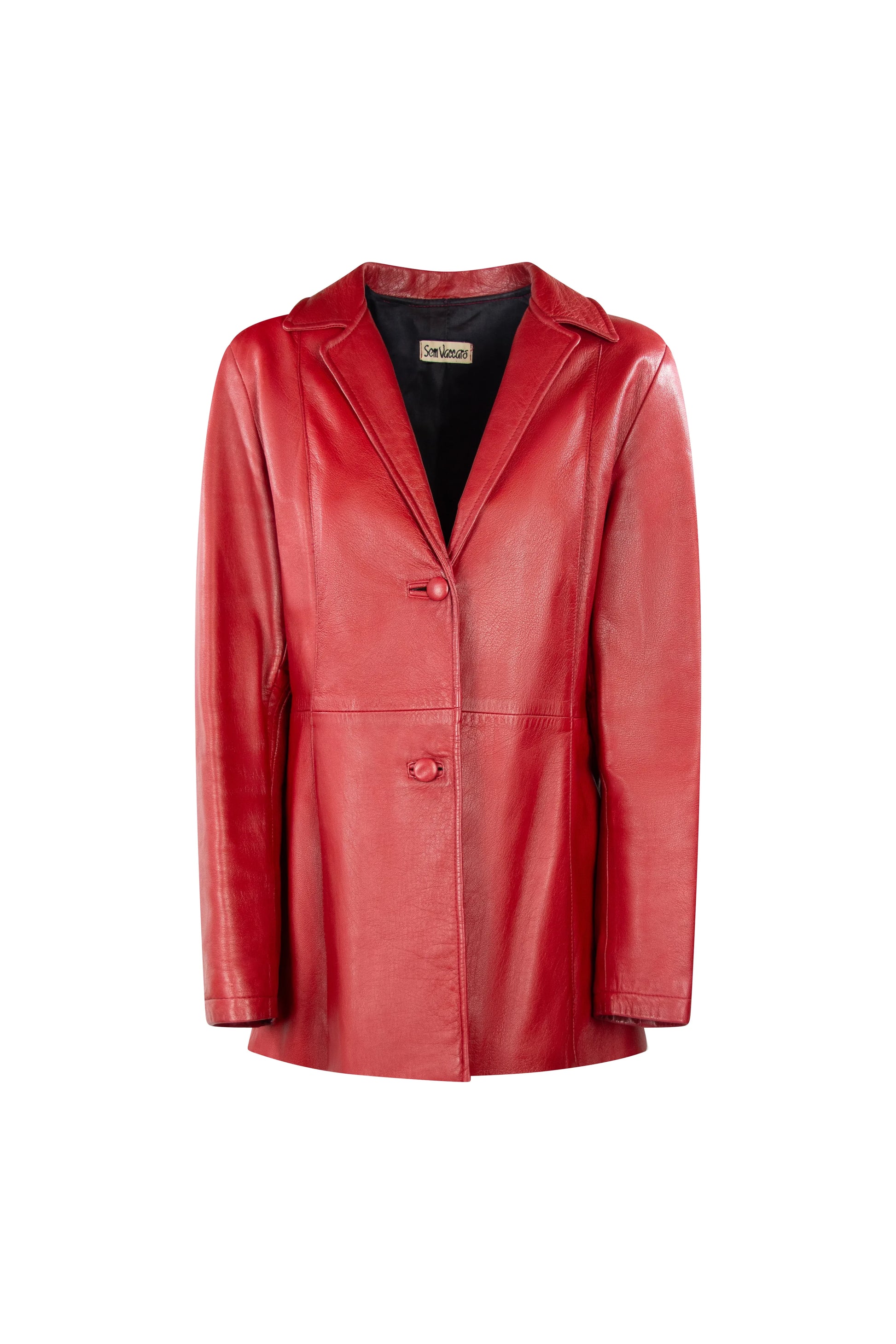 Vintage Red Lambskin Leather Blazer