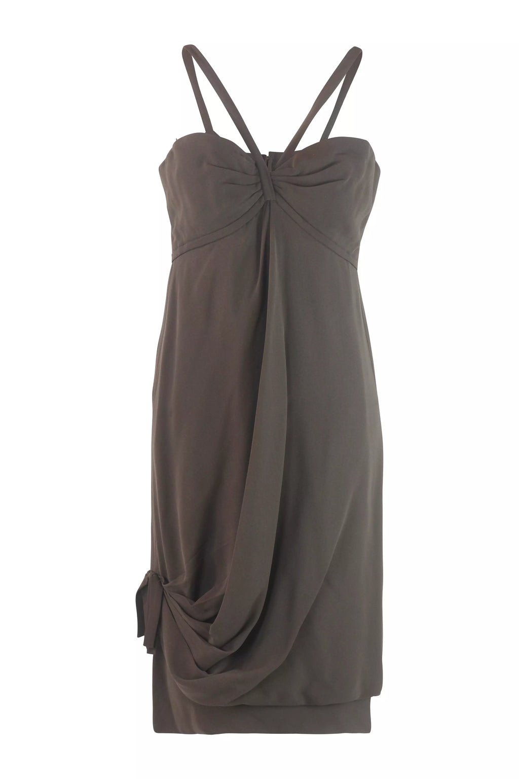 Silk Draped Dress Brown