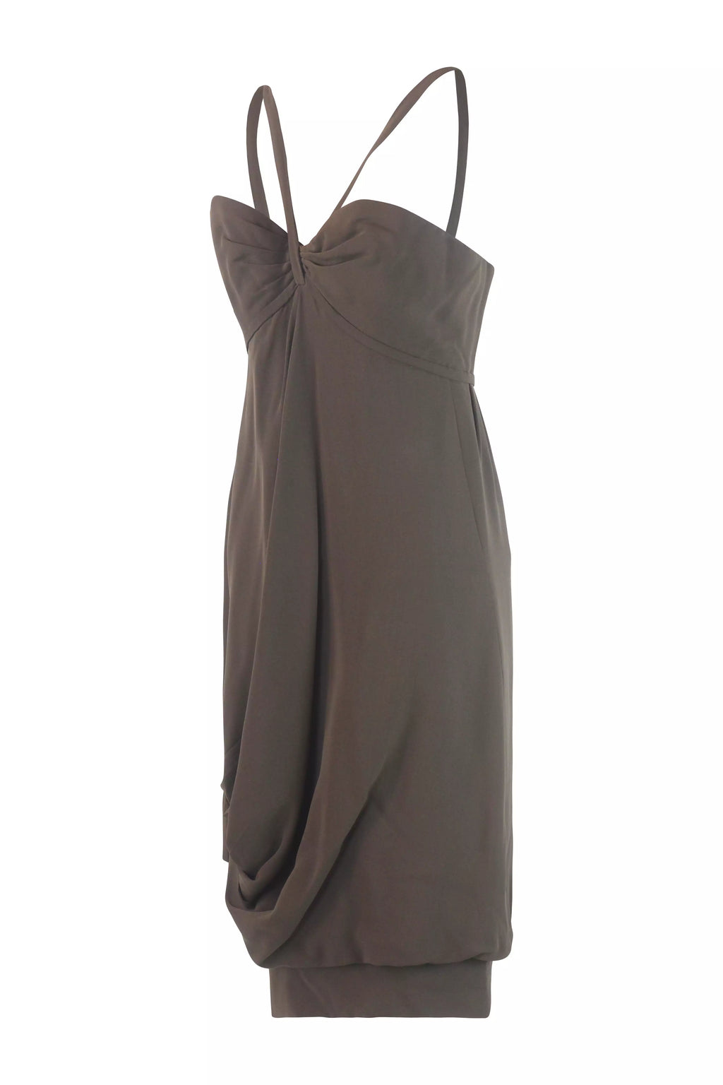 Silk Draped Dress Brown