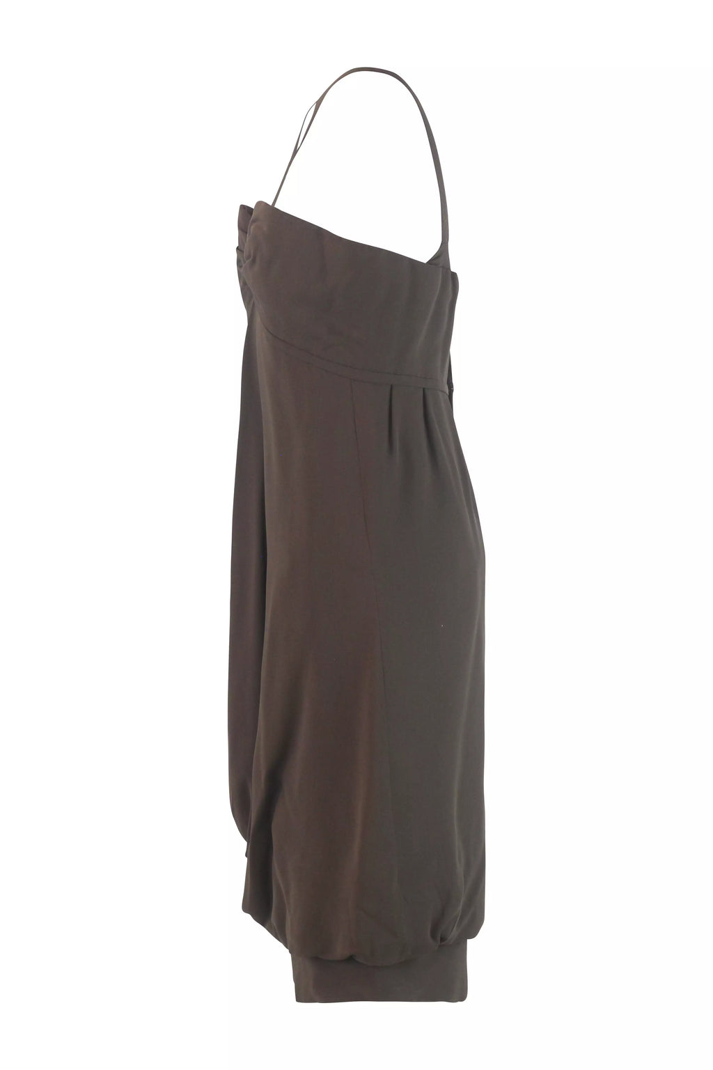 Silk Draped Dress Brown