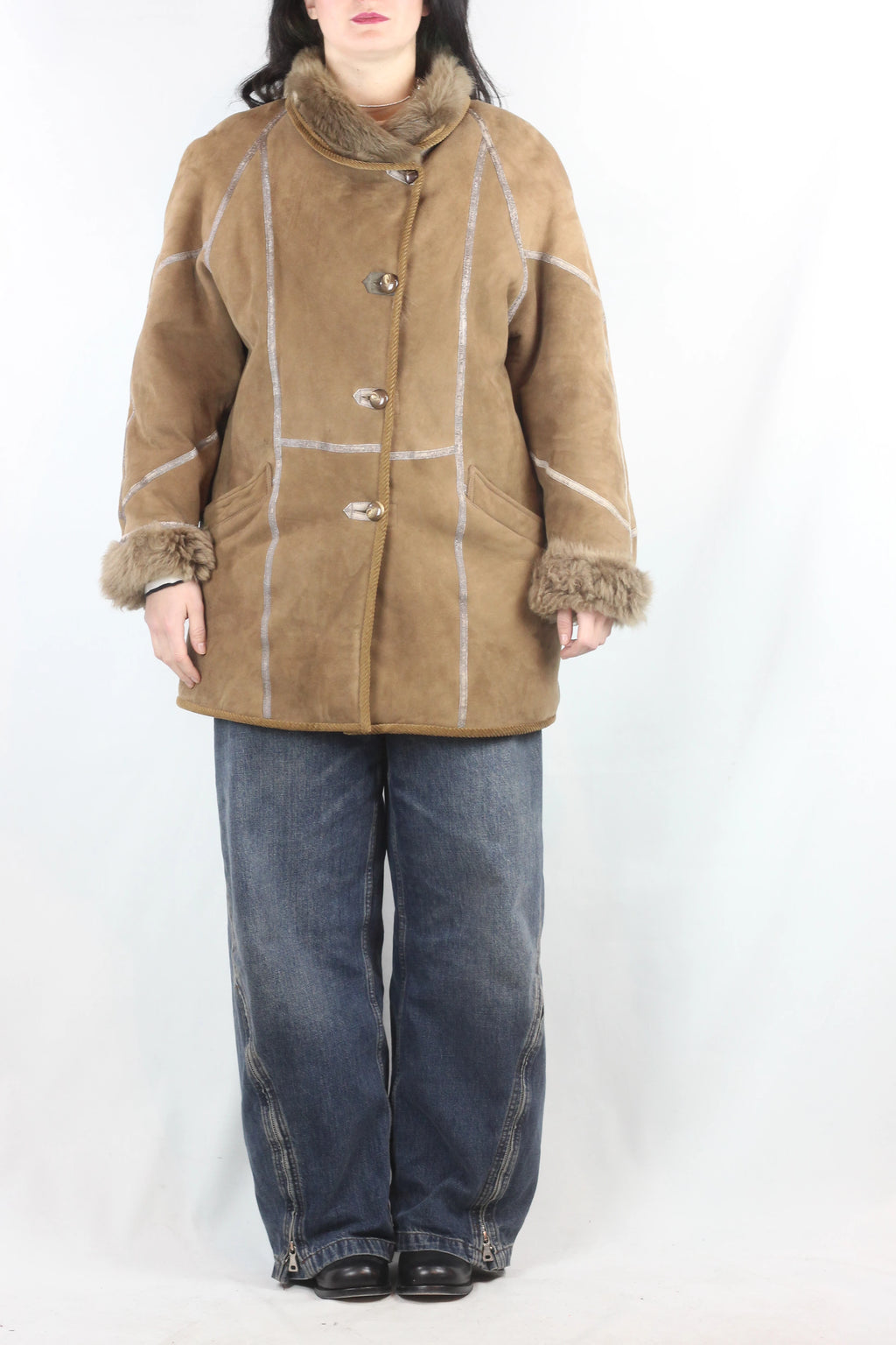 Coffee Brown Shearling Coat
