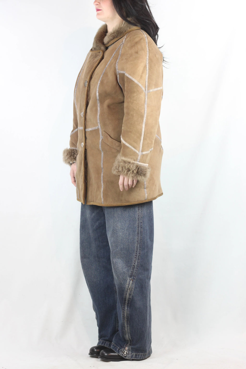Coffee Brown Shearling Coat
