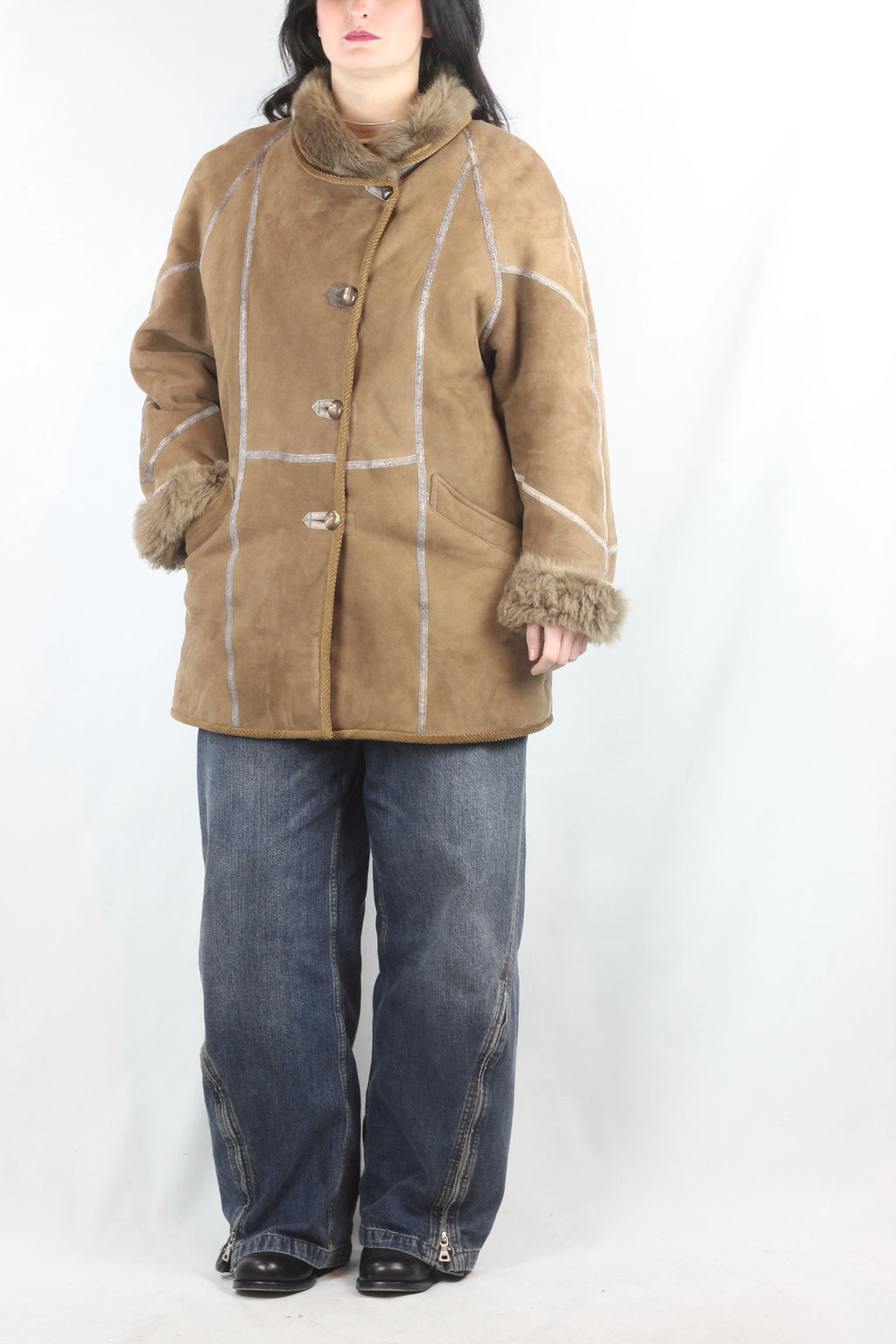 Coffee Brown Shearling Coat