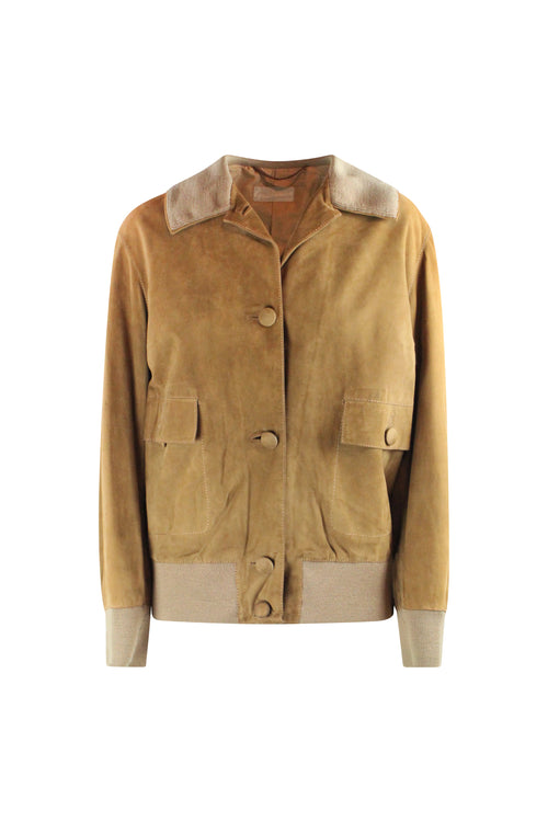 1980s Camel Suede Bomber Jacket