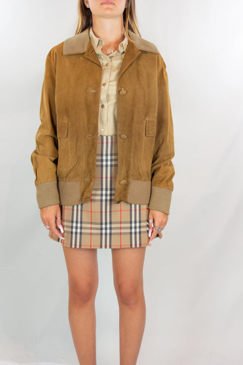 1980s Camel Suede Bomber Jacket