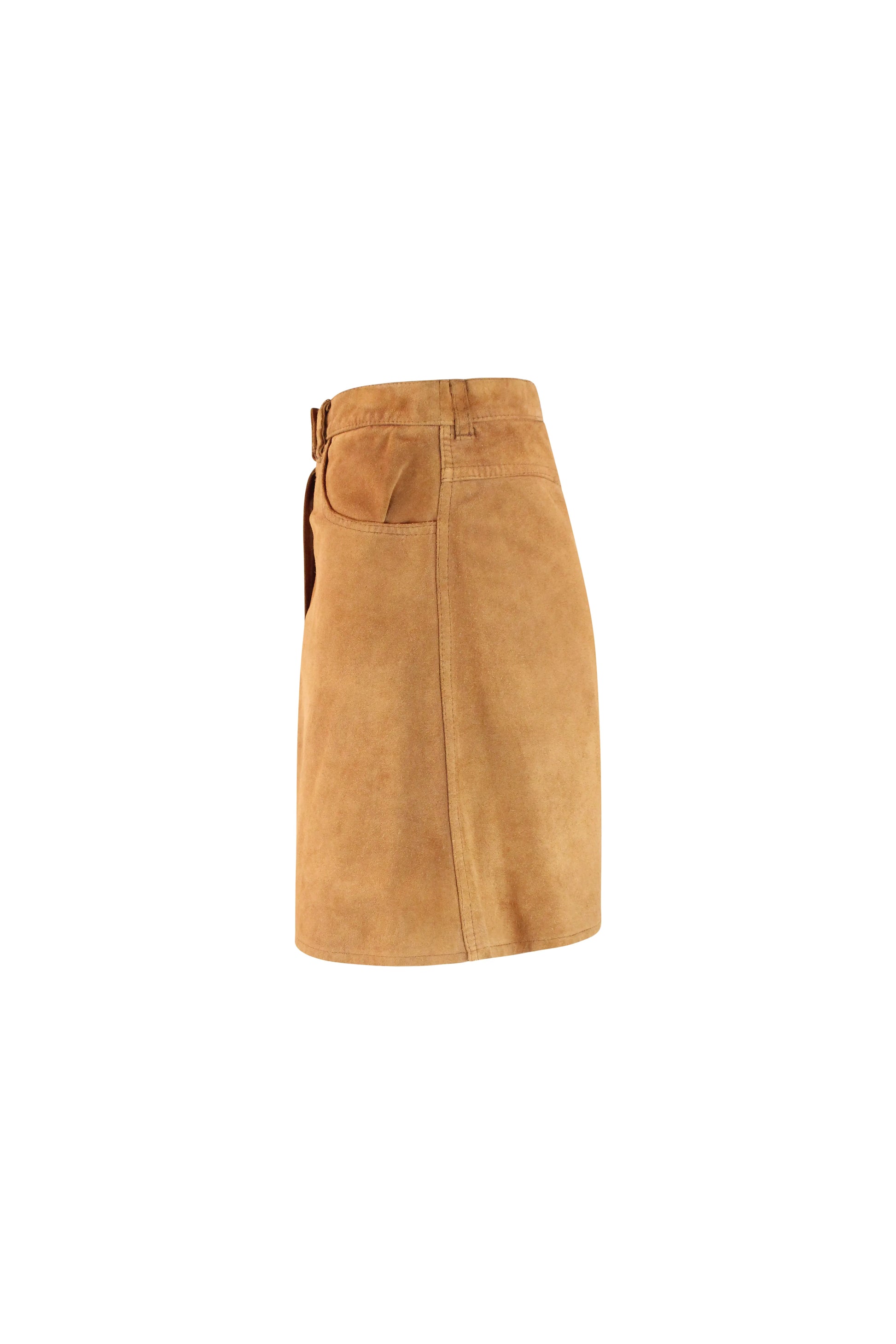 Suede A-Line Miniskirt with Front Button Closure