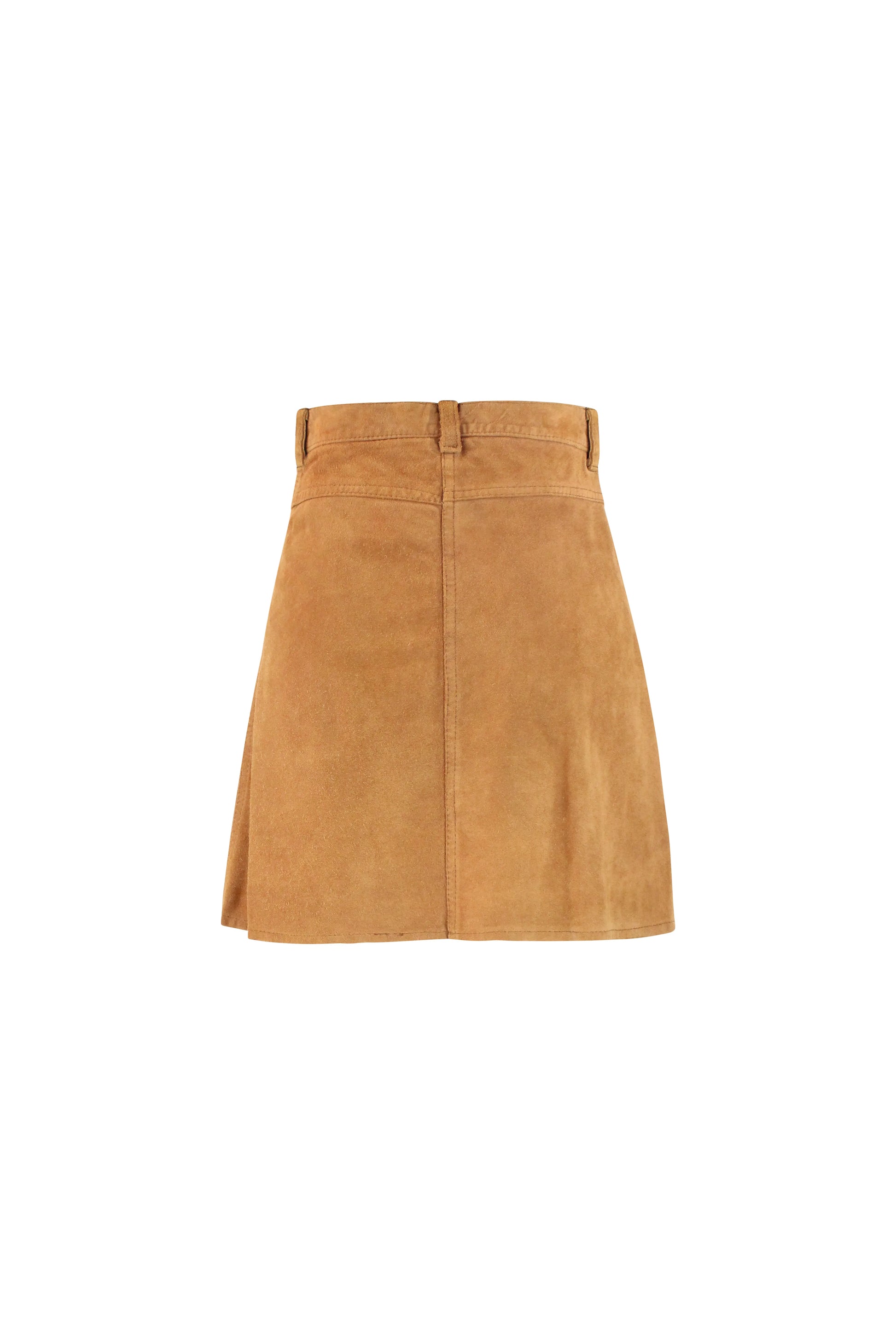 Suede A-Line Miniskirt with Front Button Closure