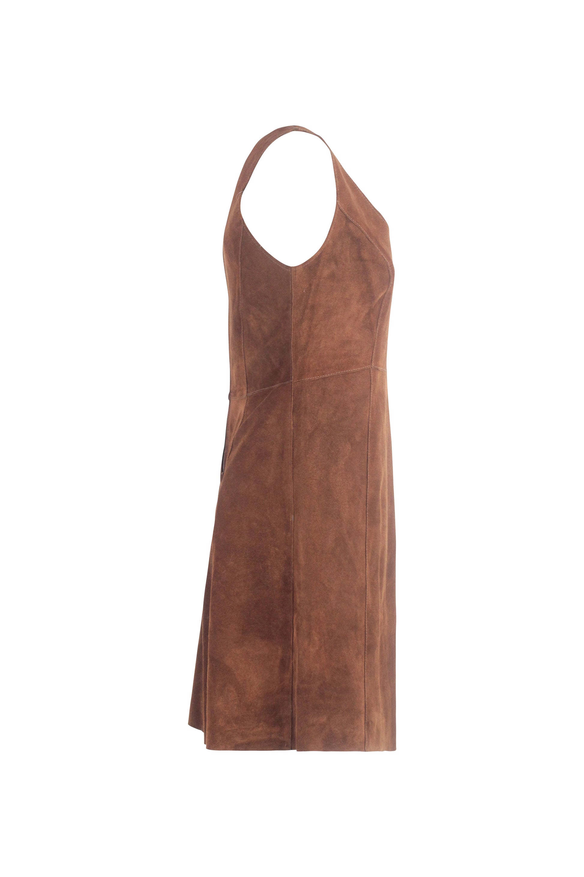 Brown Suede Sleeveless Dress